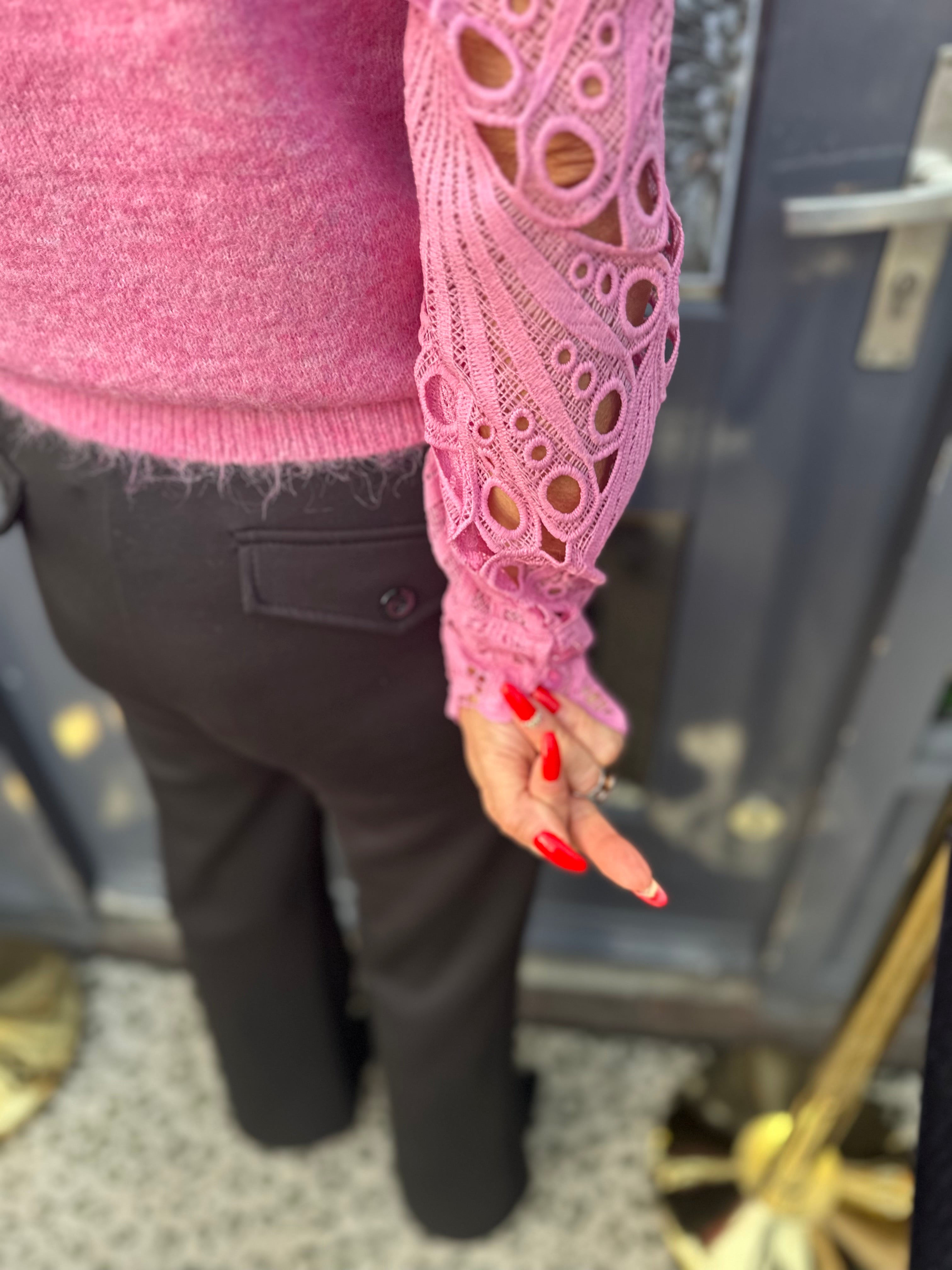 trui kanten mouw "Robyn" Roze