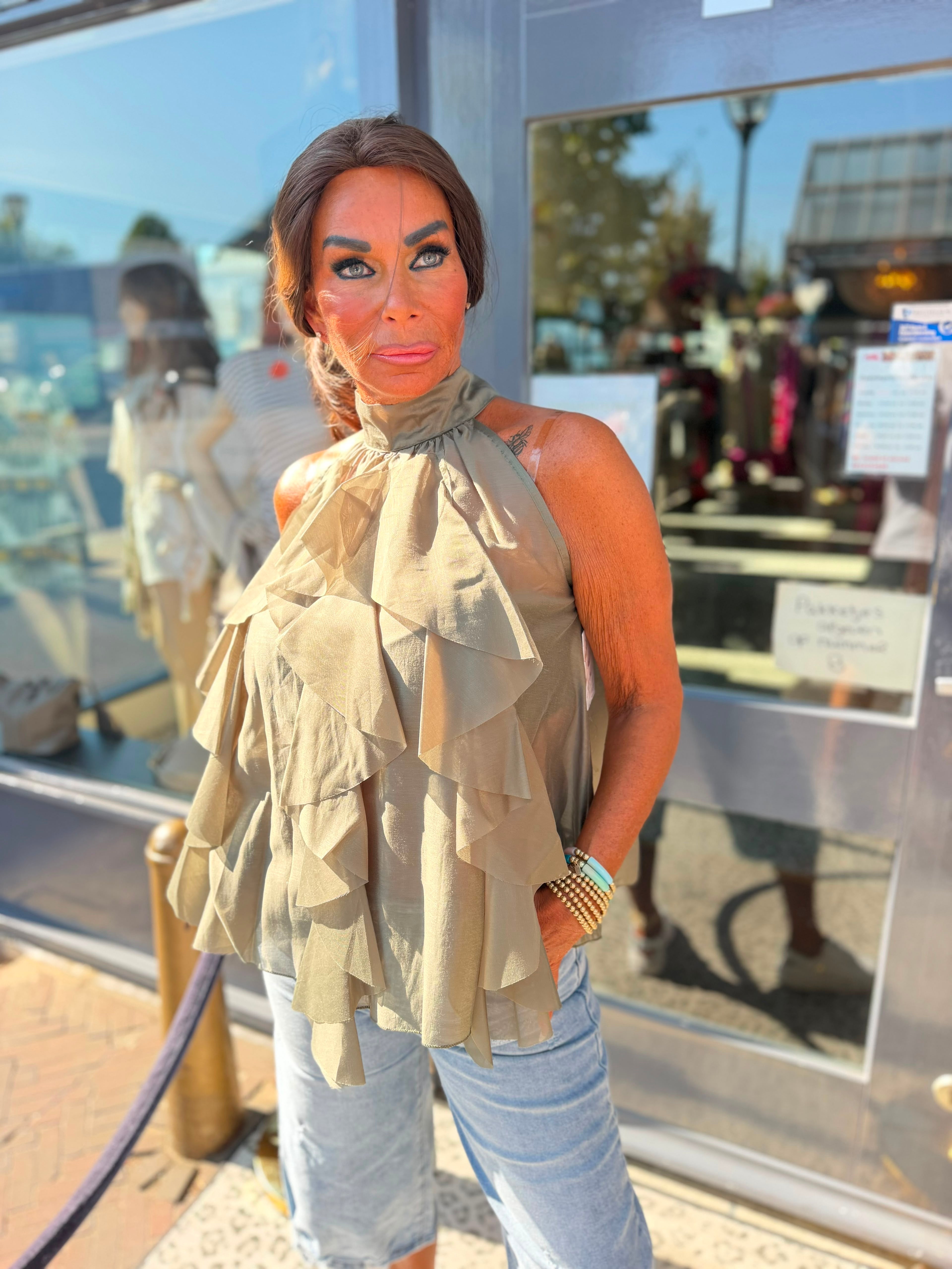Blouse strik "Ruches" Groen