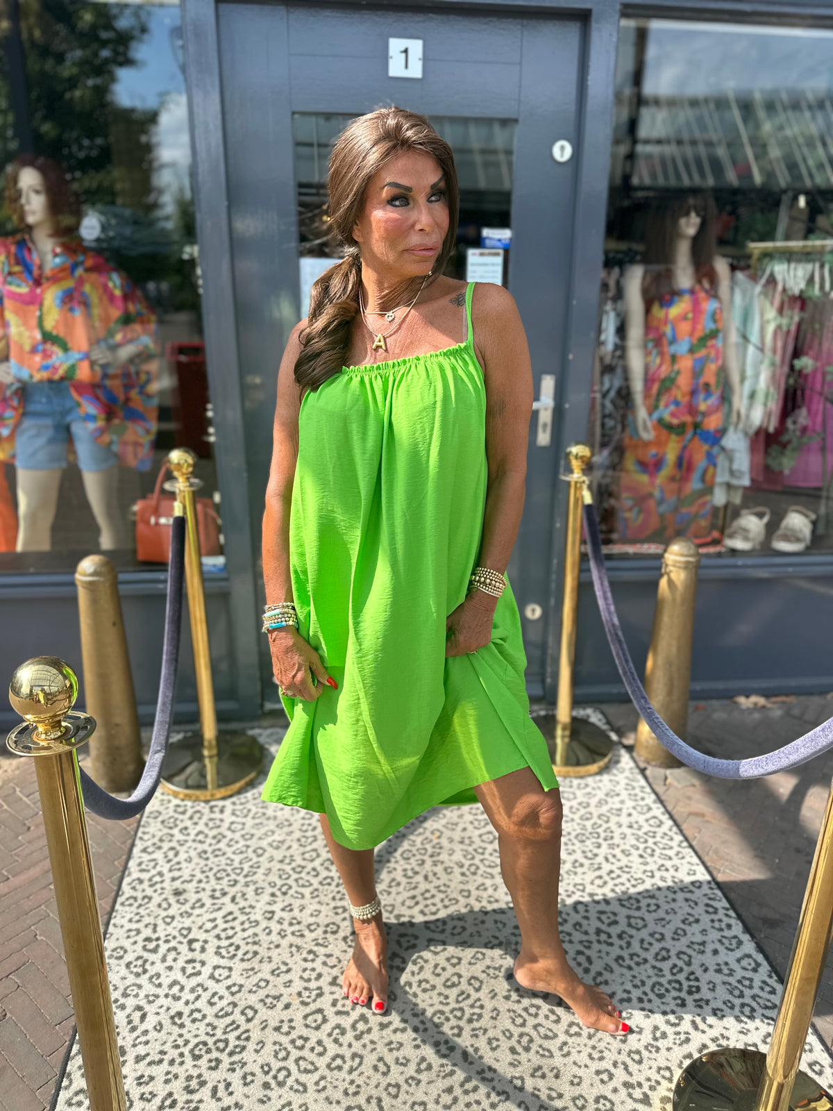 Kort Viscose jurkje "Tess" fel groen