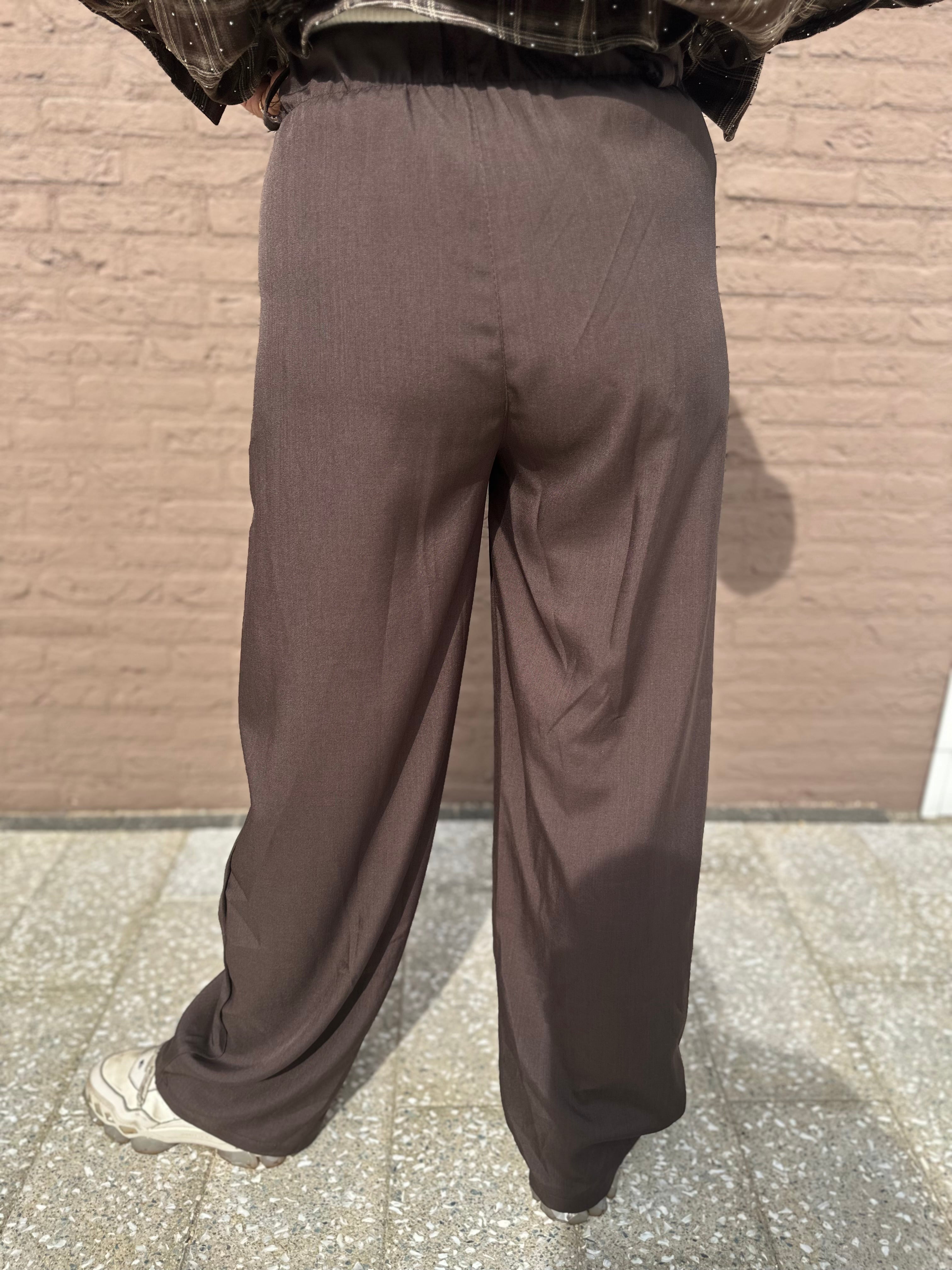 Plooien Pantalon ballon wide donkerbruin