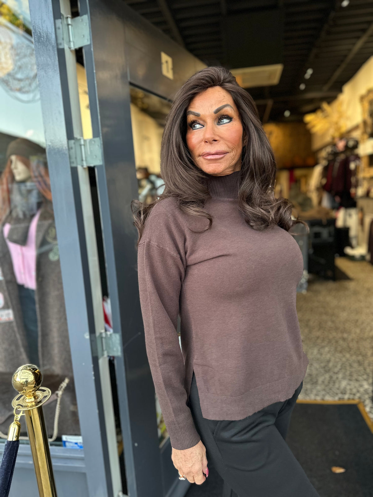 Turtle top "Java" Donkerbruin