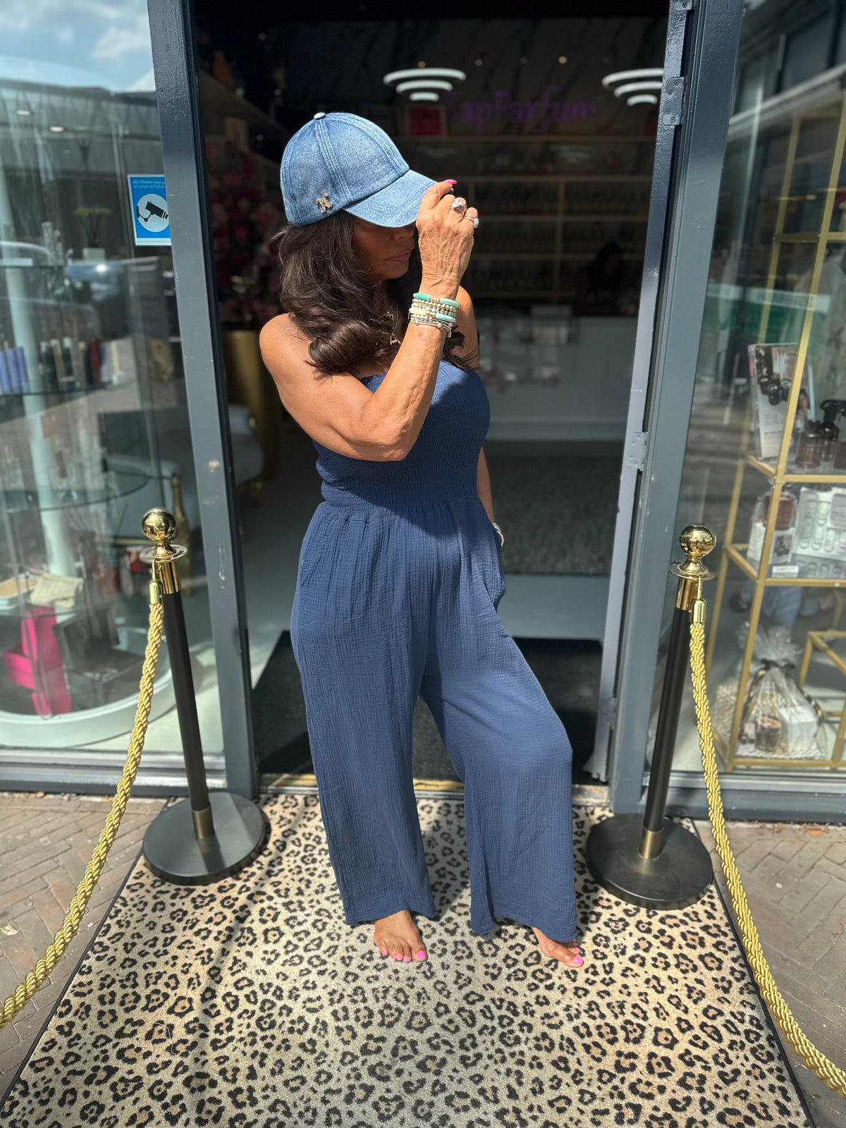 Strapless jumpsuit “Maya” hydrofiel navy