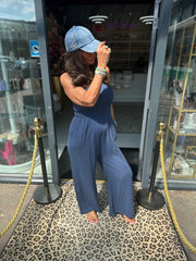 Strapless jumpsuit “Maya” hydrofiel navy