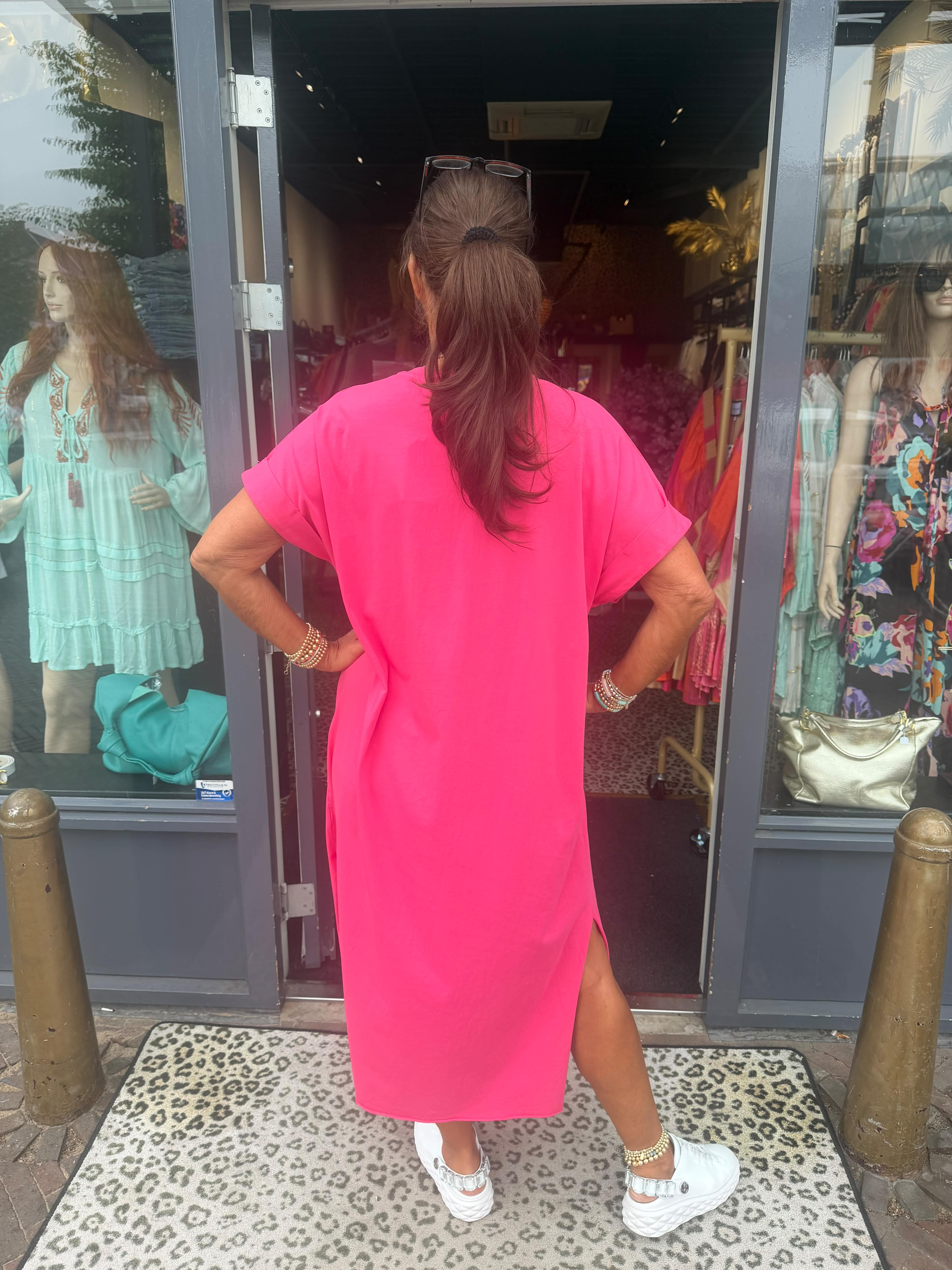T-shirt jurk “Iconic" Fel roze