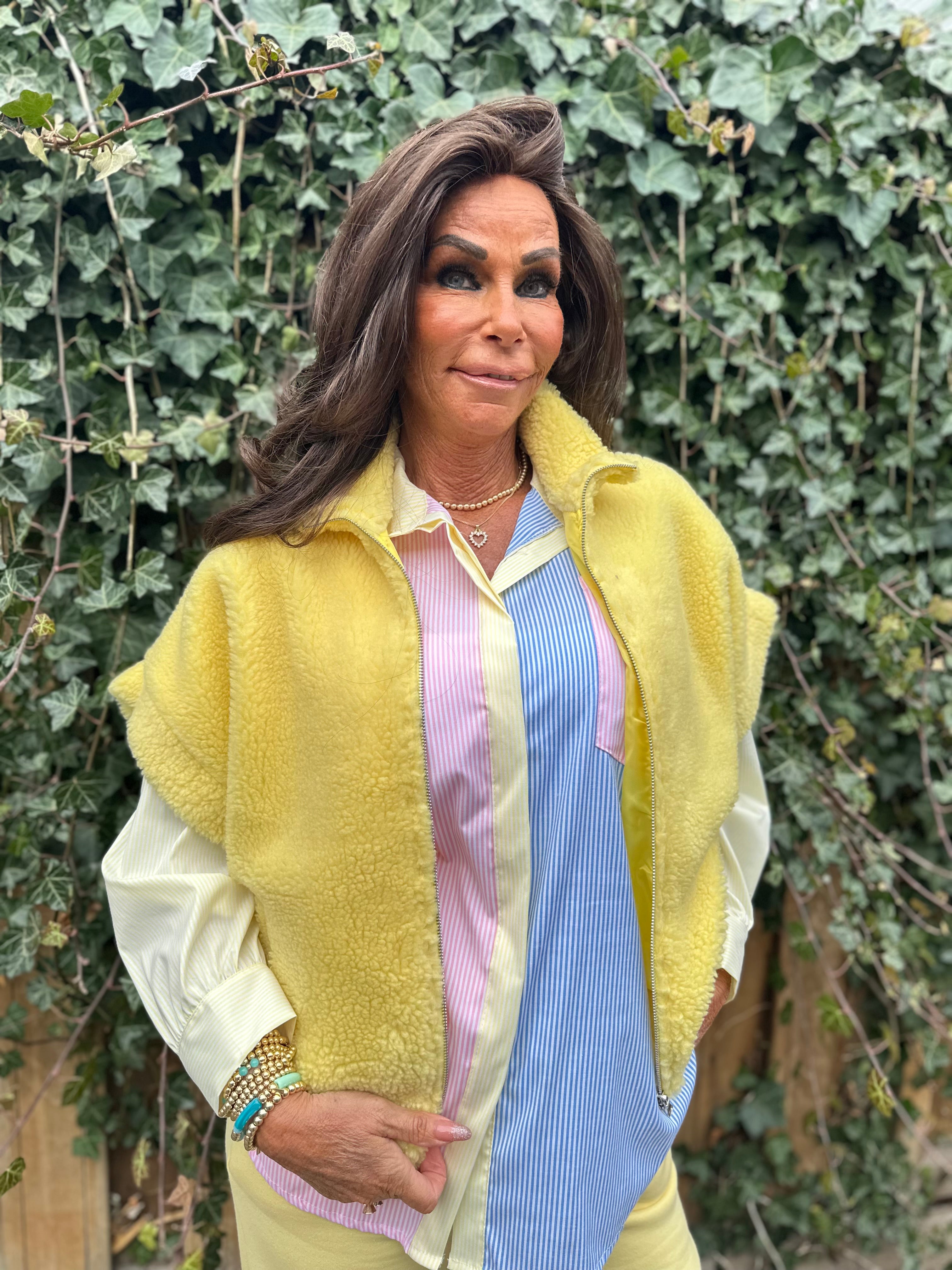 Blouse Streep roze/geel