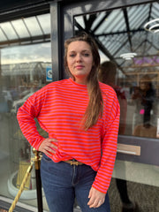 Top gestreept Oranje/Roze