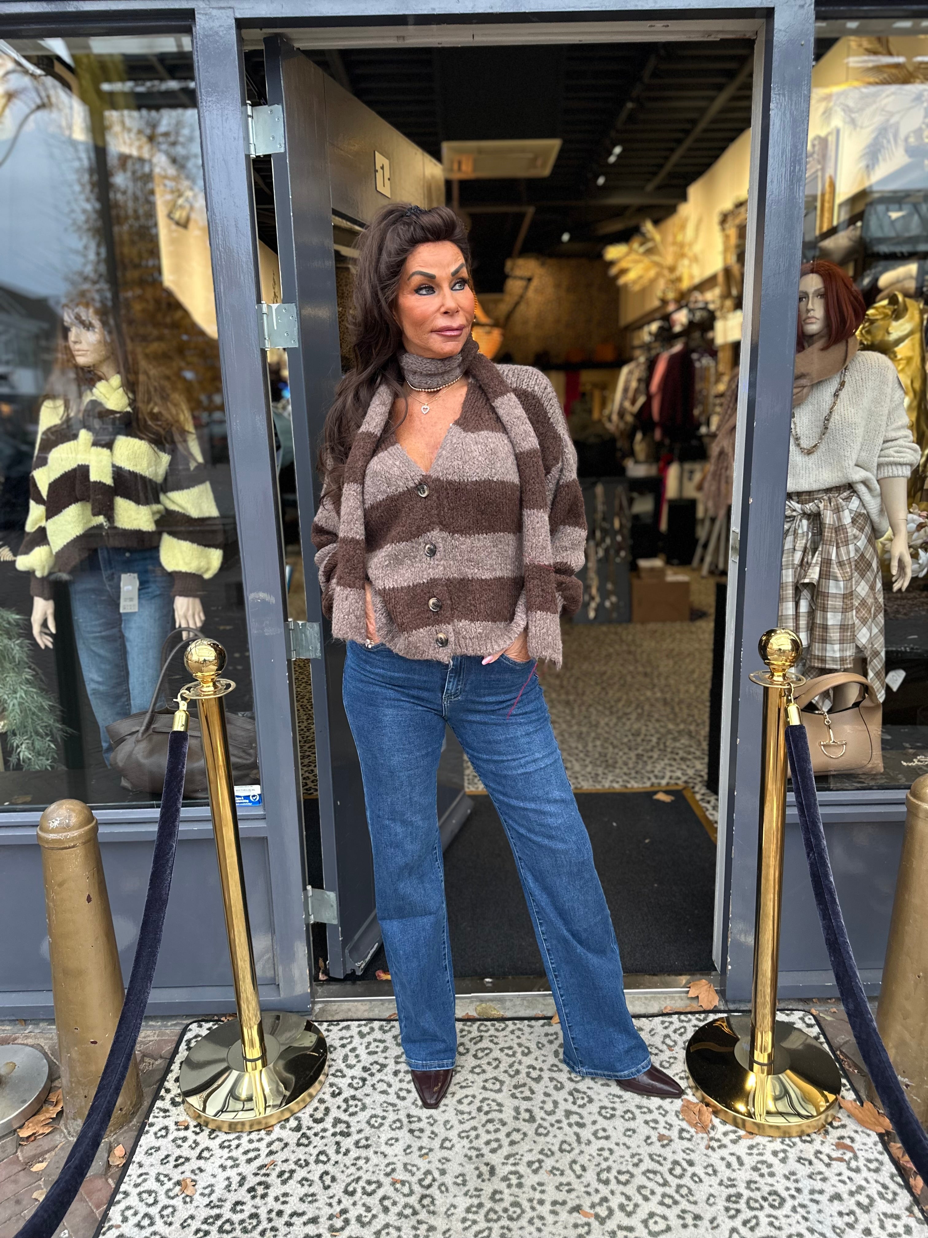 Vest met sjaal gestreept Bruin/Taupe