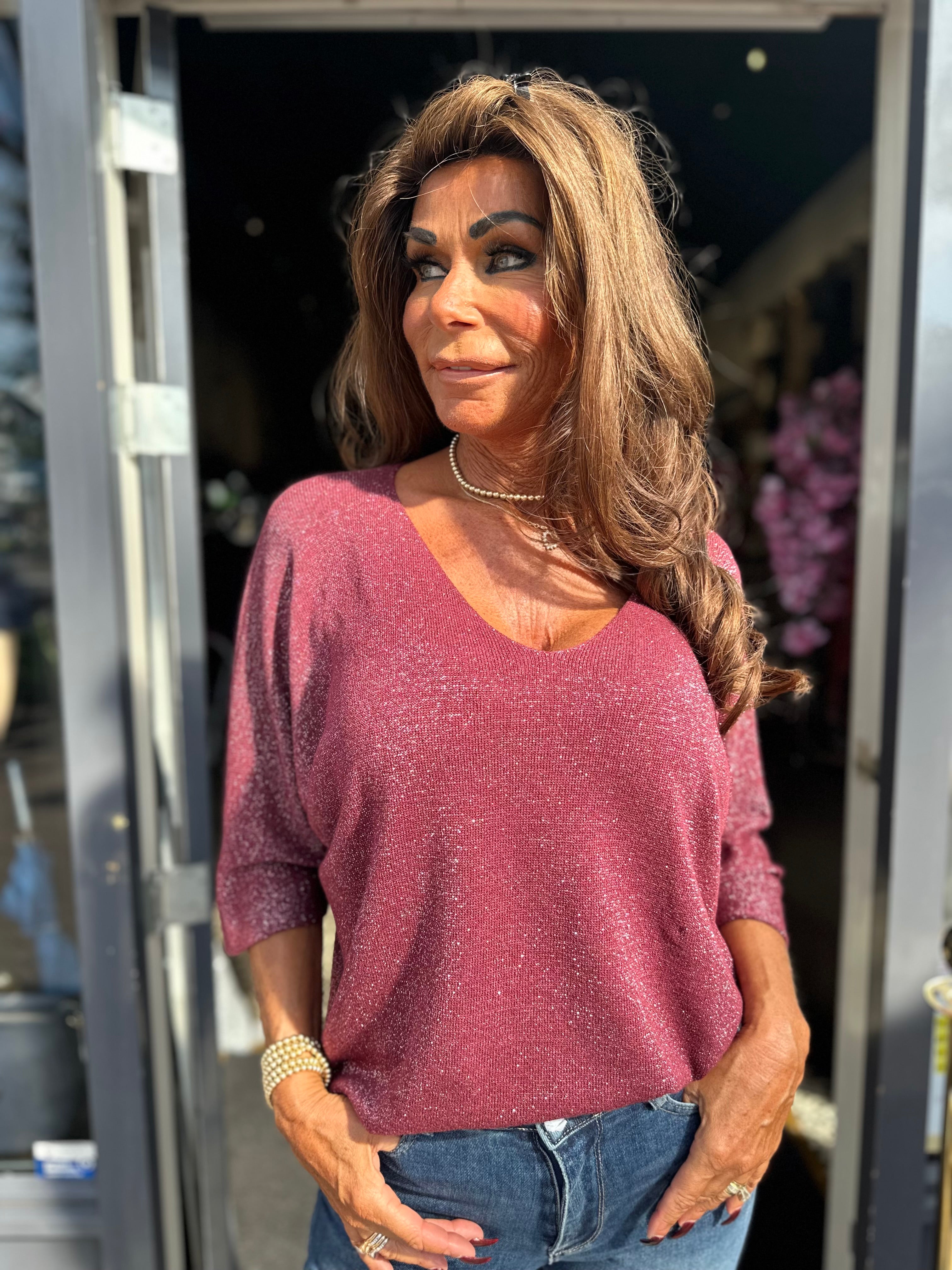 Top lurex "Mila" Bordeaux