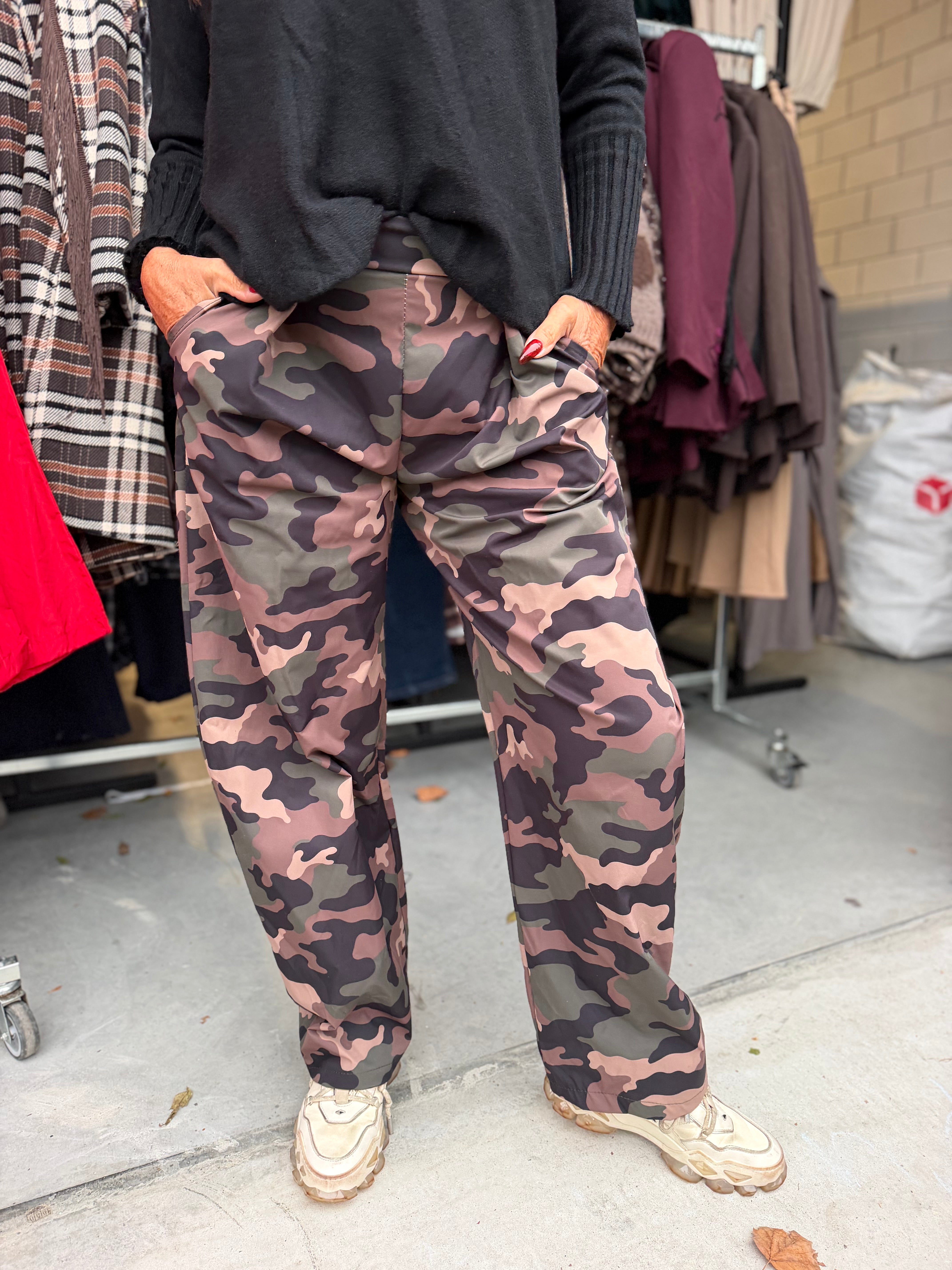 Camo pants groen/choco/beige
