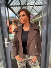 korte trenchcoat "Saar" Donkerbruin