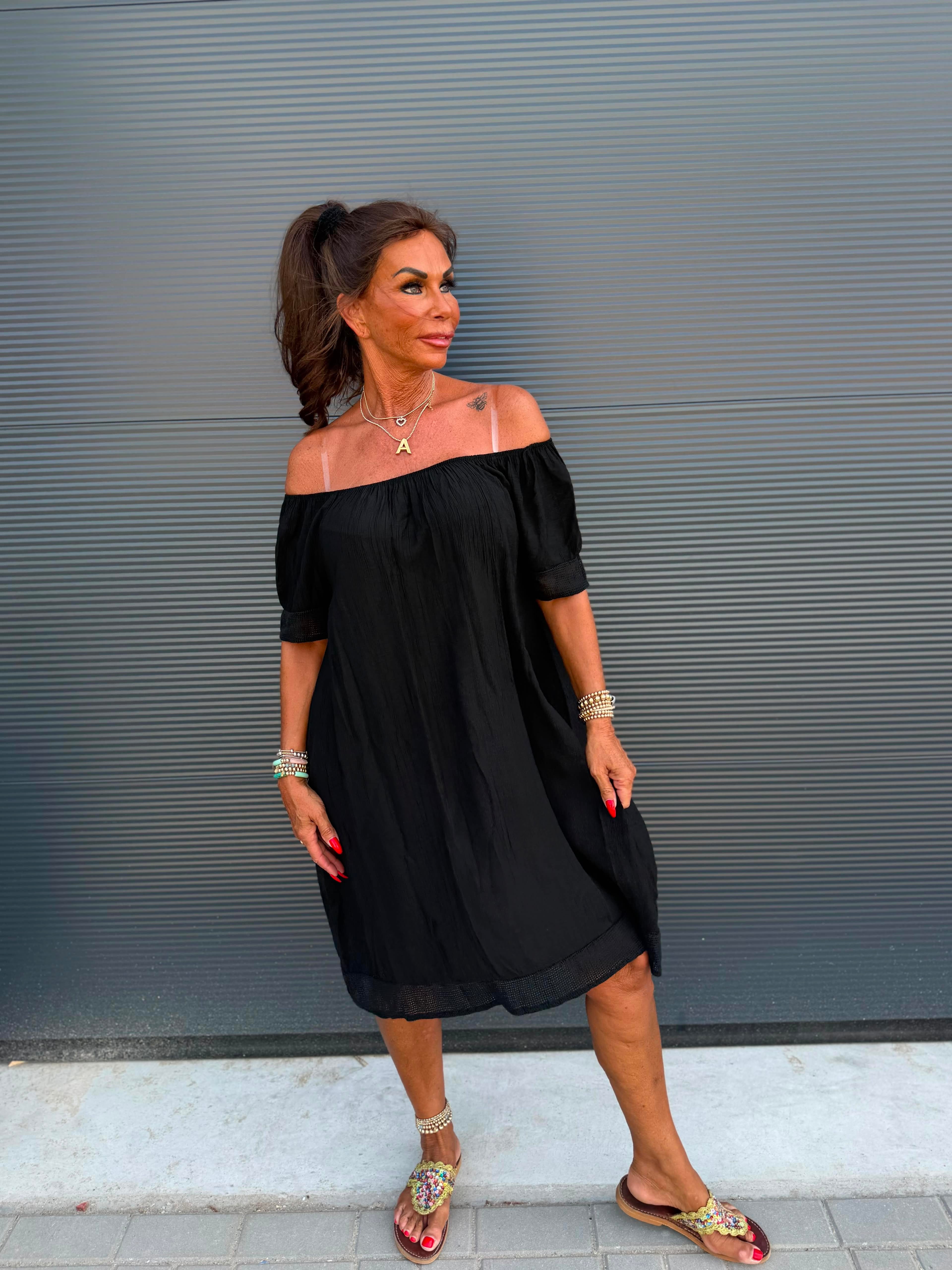 Off-shoulder jurkje “Viscose” zwart