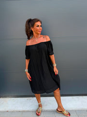 Off-shoulder jurkje “Viscose” zwart