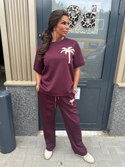 2 delig joggingset palmtree bordeaux