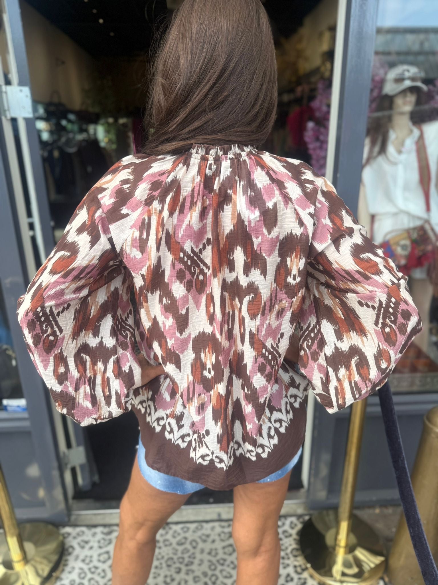 Blouse "Vika” Bruin/beige