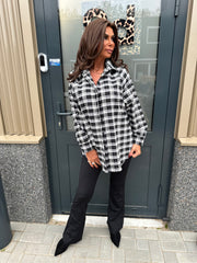 Lange Blouse "geruite parel" zwart