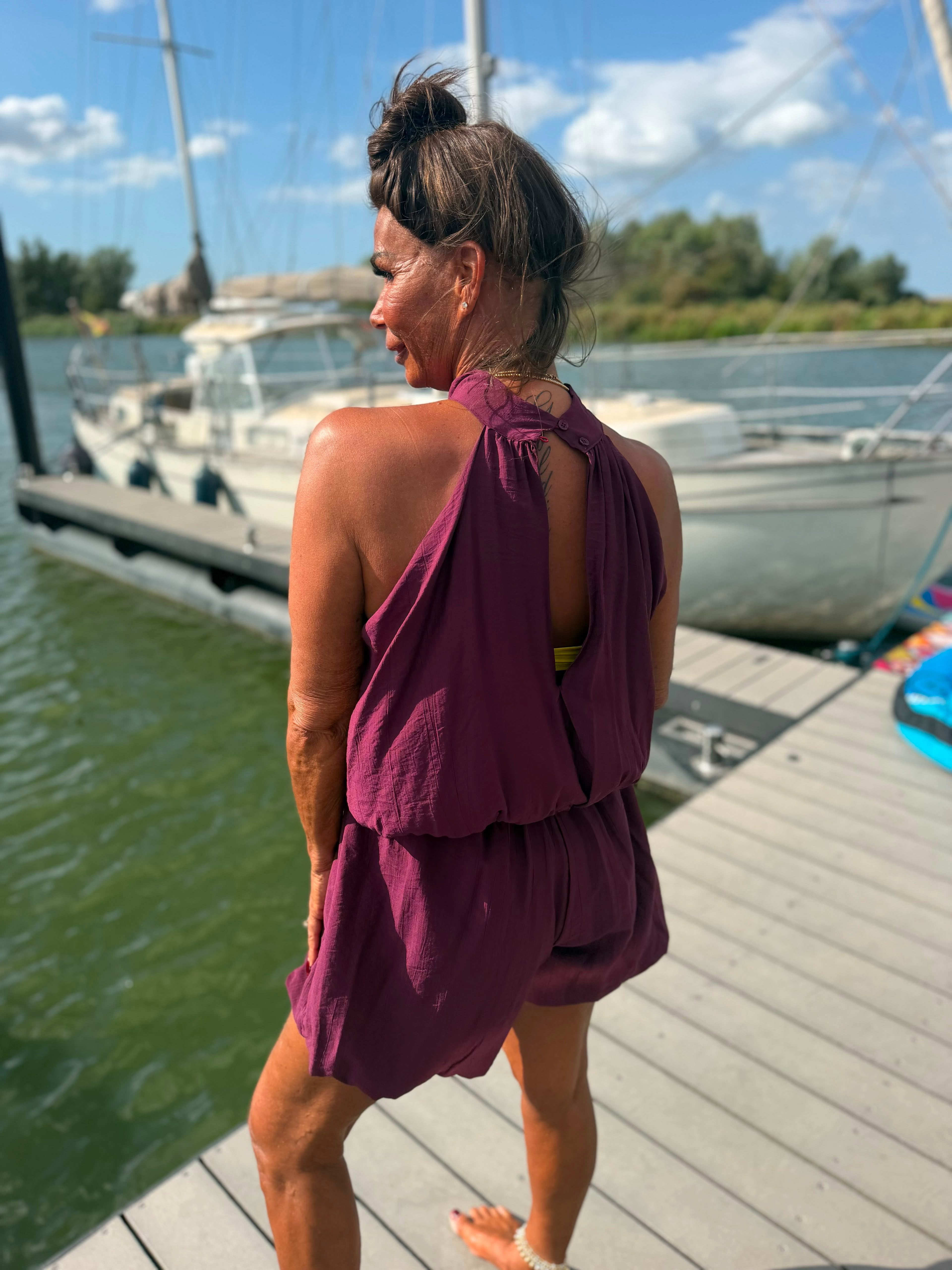Playsuit kort "halter" bordeaux