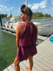 Playsuit kort "halter" bordeaux