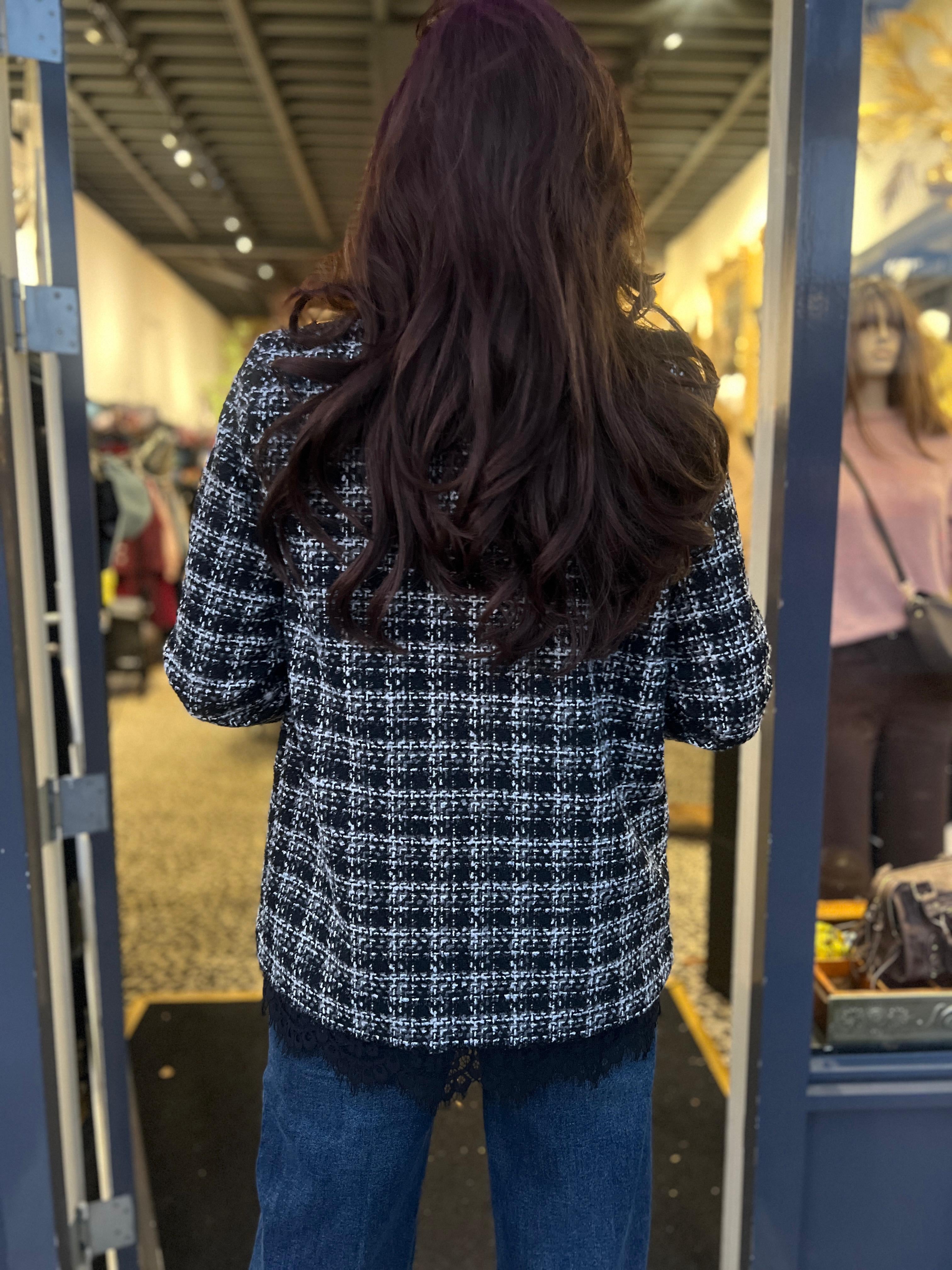 Colbert / jasje “Lace” zwart wit