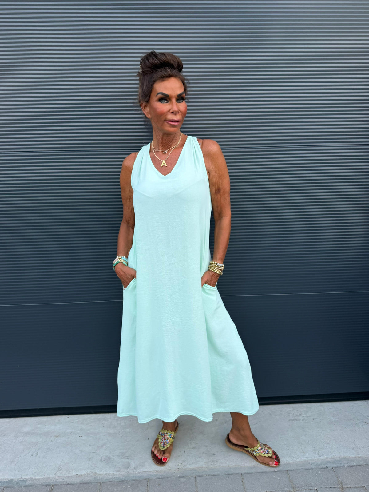 Lange jurk "Catarina" mintgroen