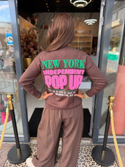 Trui “Pop up” donkerbruin