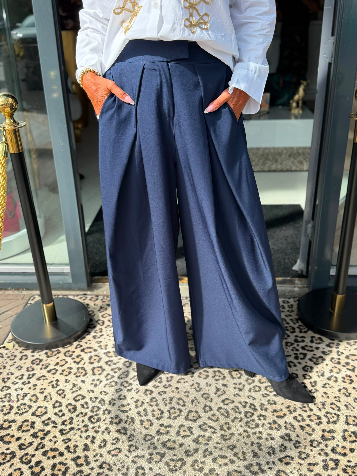 Wijde broek "Mies" donkerblauw