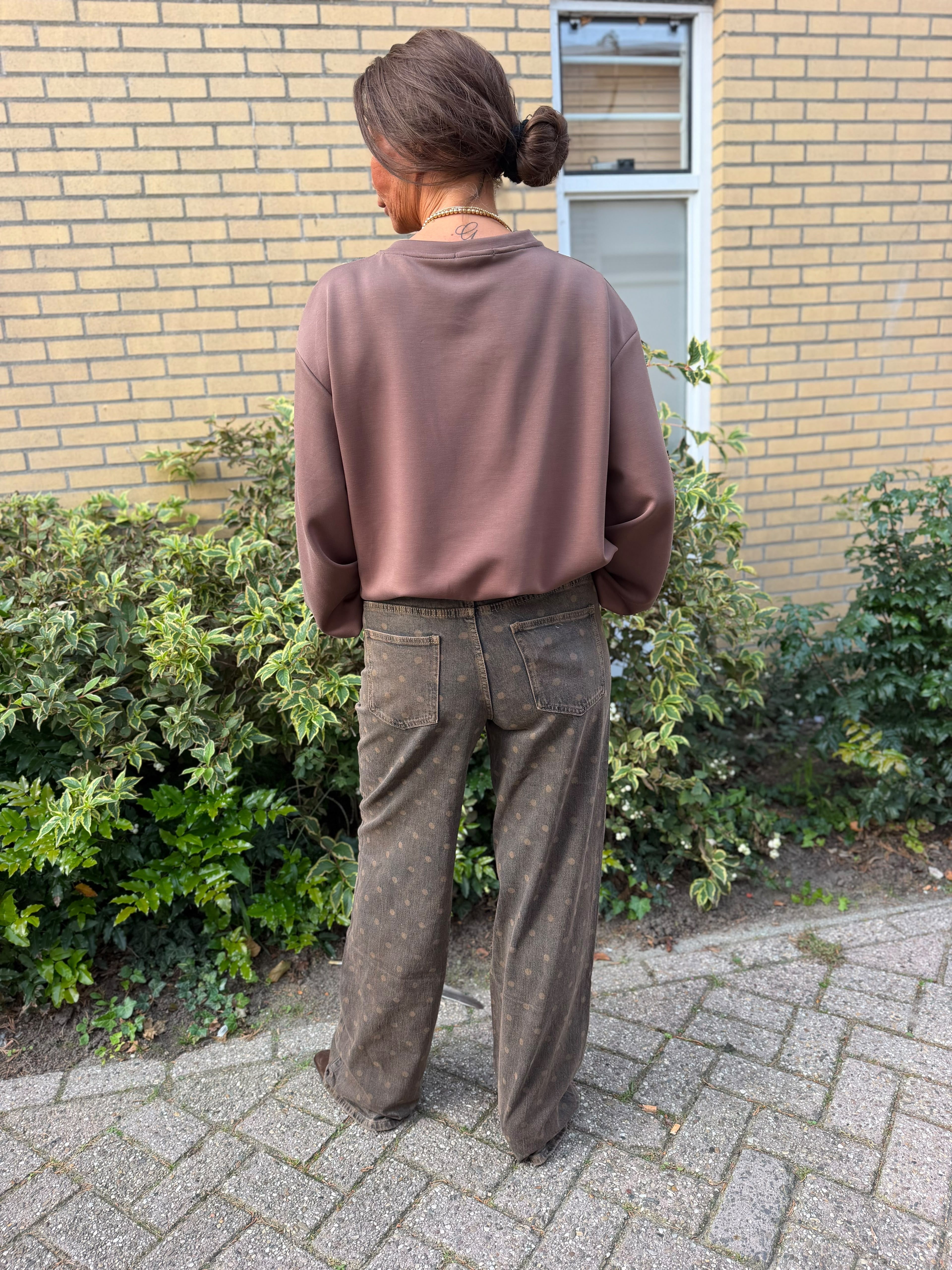 Top "Mooij" lange mouw choco