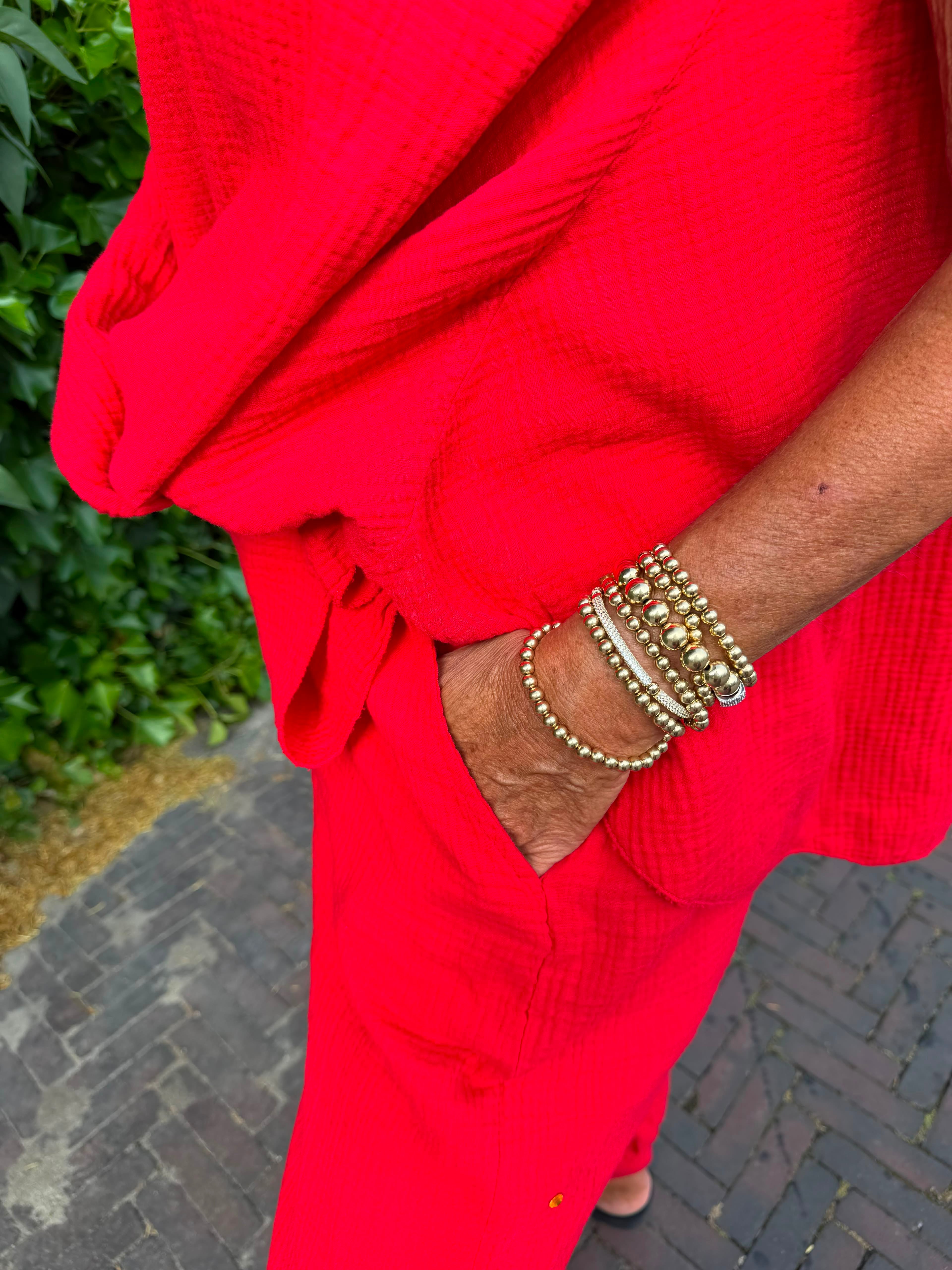 2 delig set "spaghettibandje Hydrofiel" rood