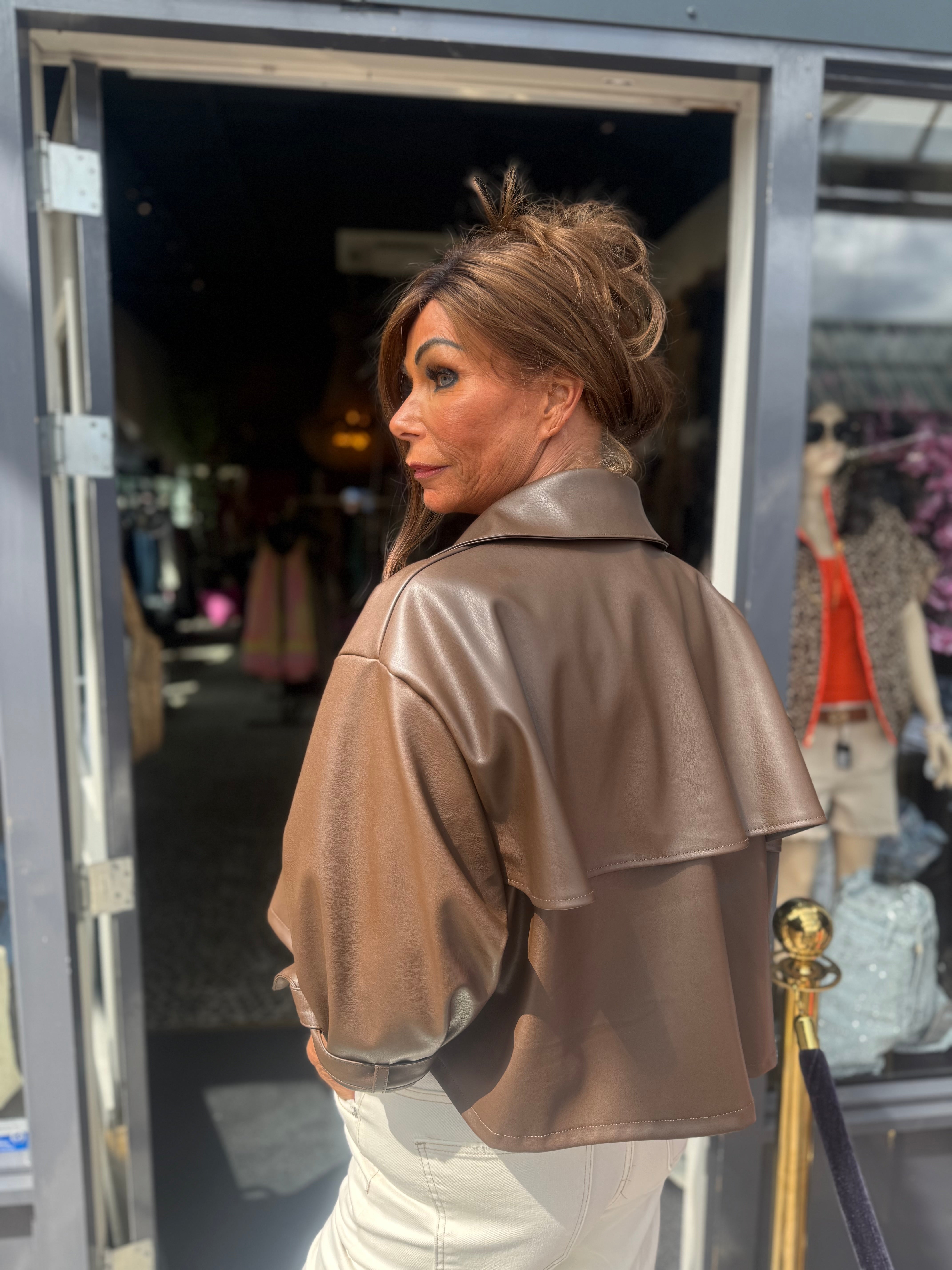 Vegan Leather Jasje "Rizzo" Donkerbruin