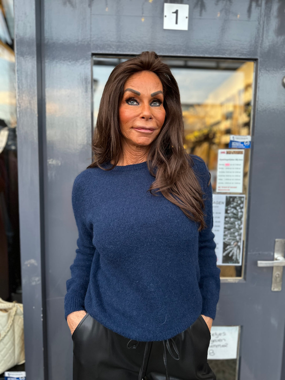 Top lange mouw "Cozy" Navy