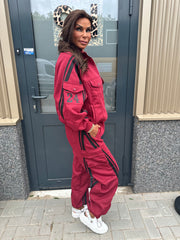 2 delig joggingset Baseball bordeaux