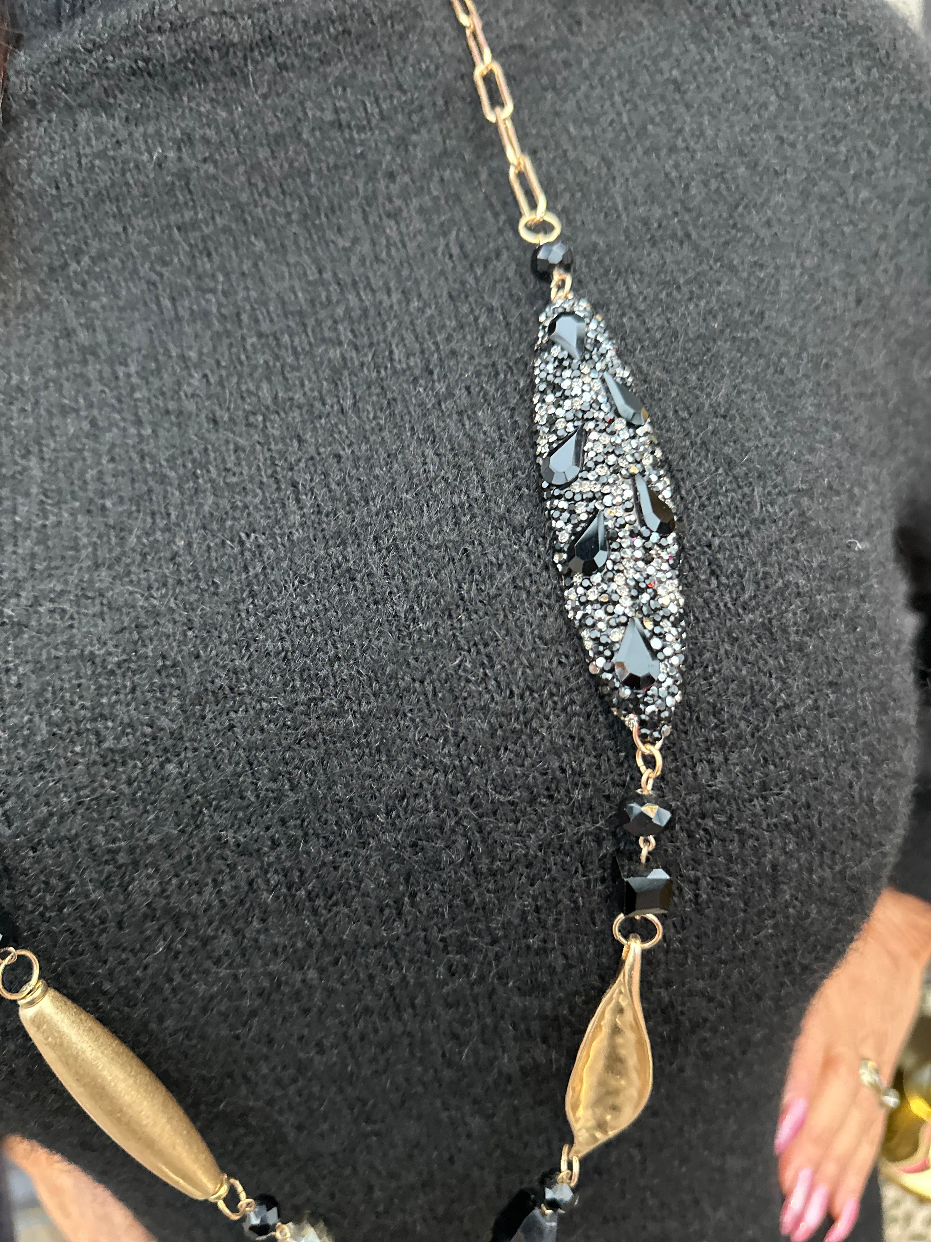 Lange ketting "Zwart / Goud"