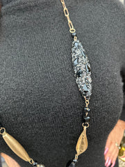 Lange ketting "Zwart / Goud"