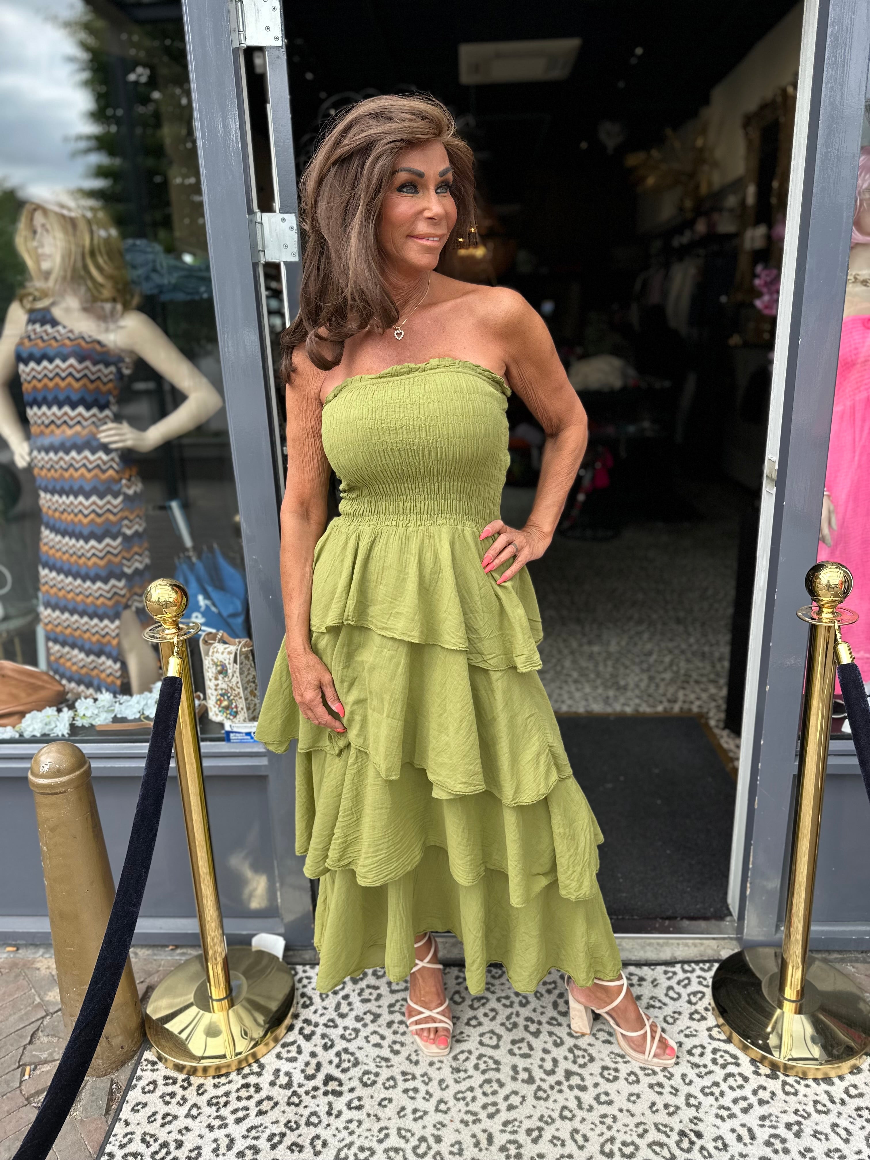 Strapless jurk "Ginger" Groen