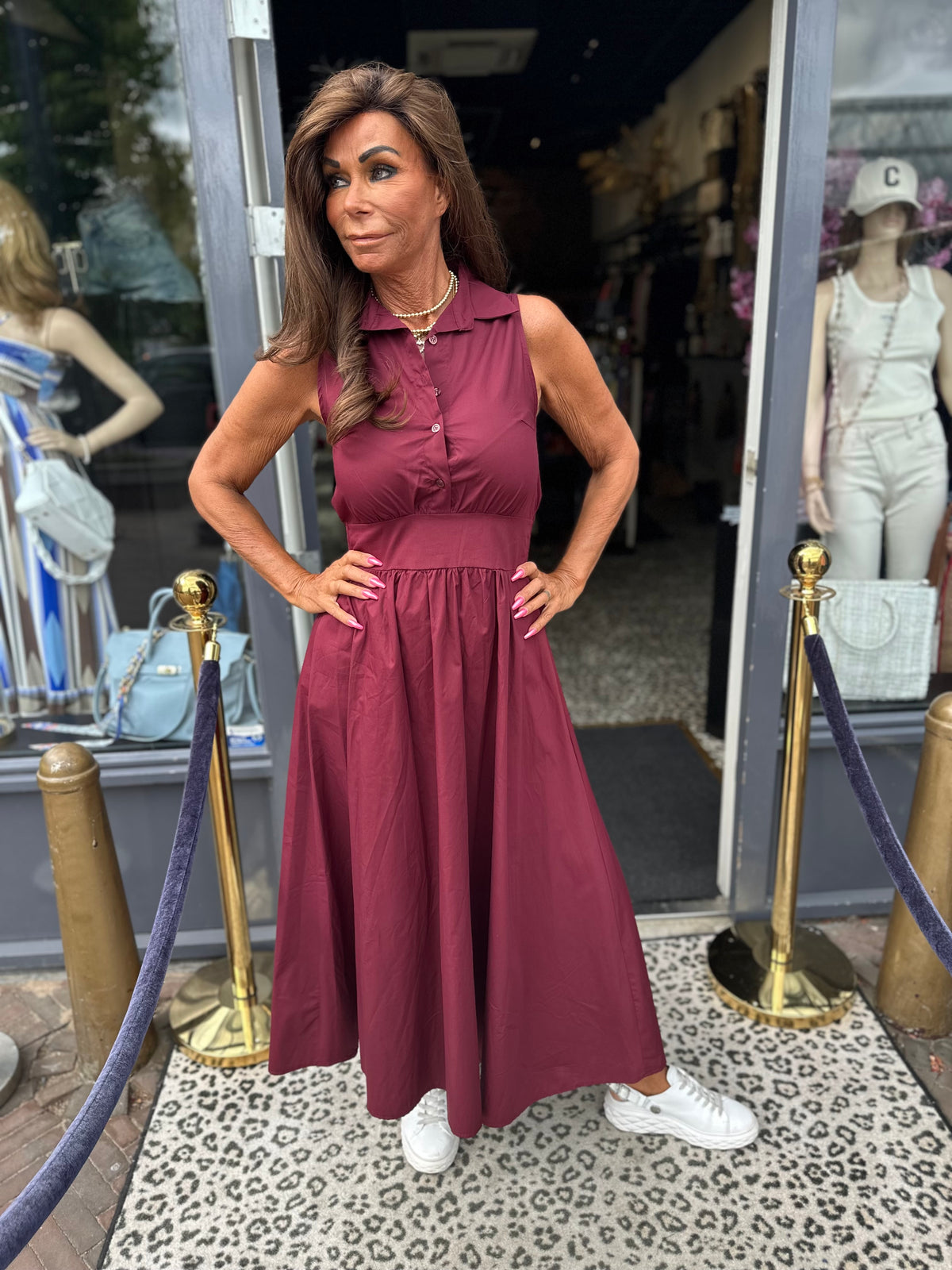Jurk "Sandy" bordeaux