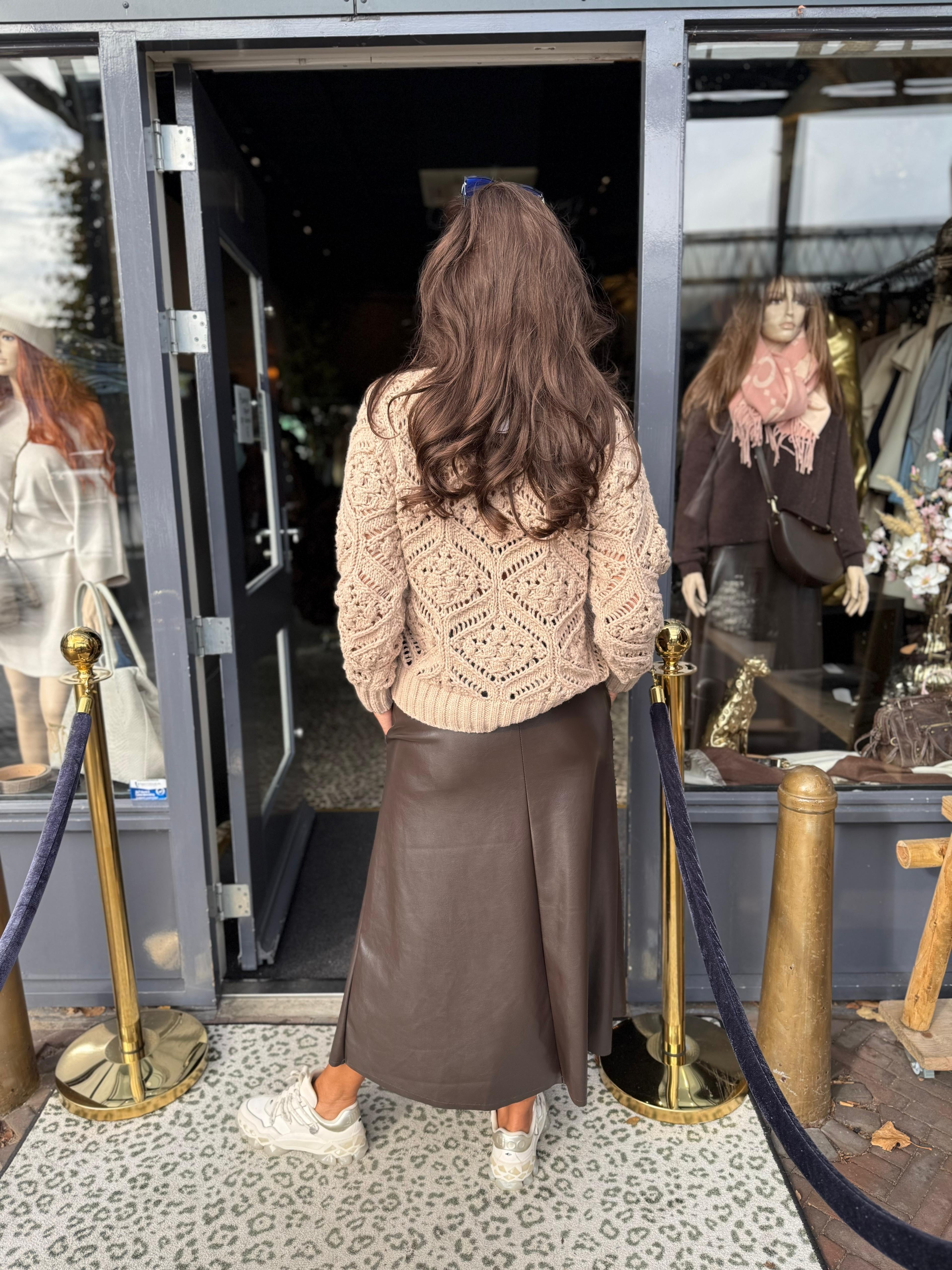 Leren rok "Lana" Donkerbruin