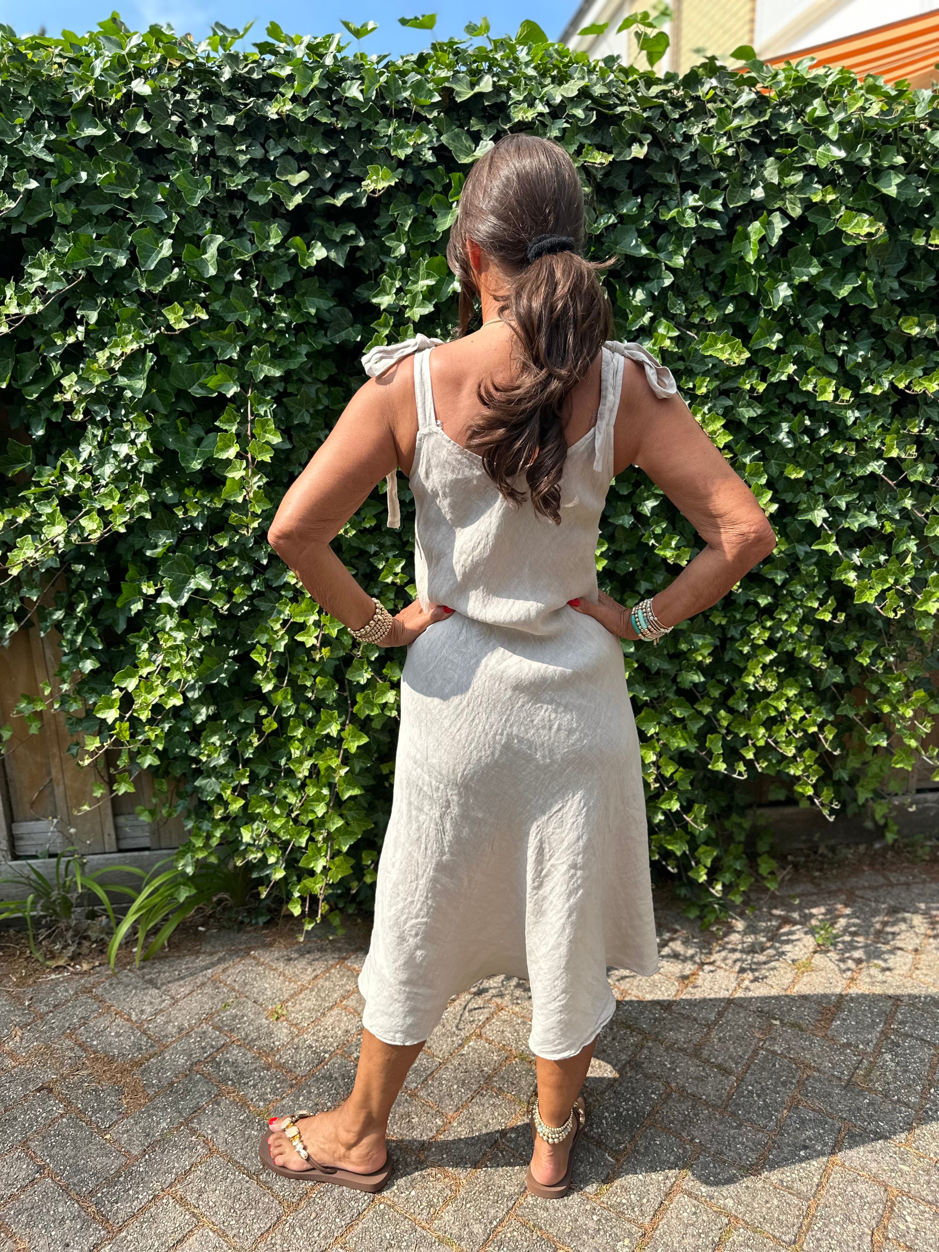 Linnen jurk Ribbon beige