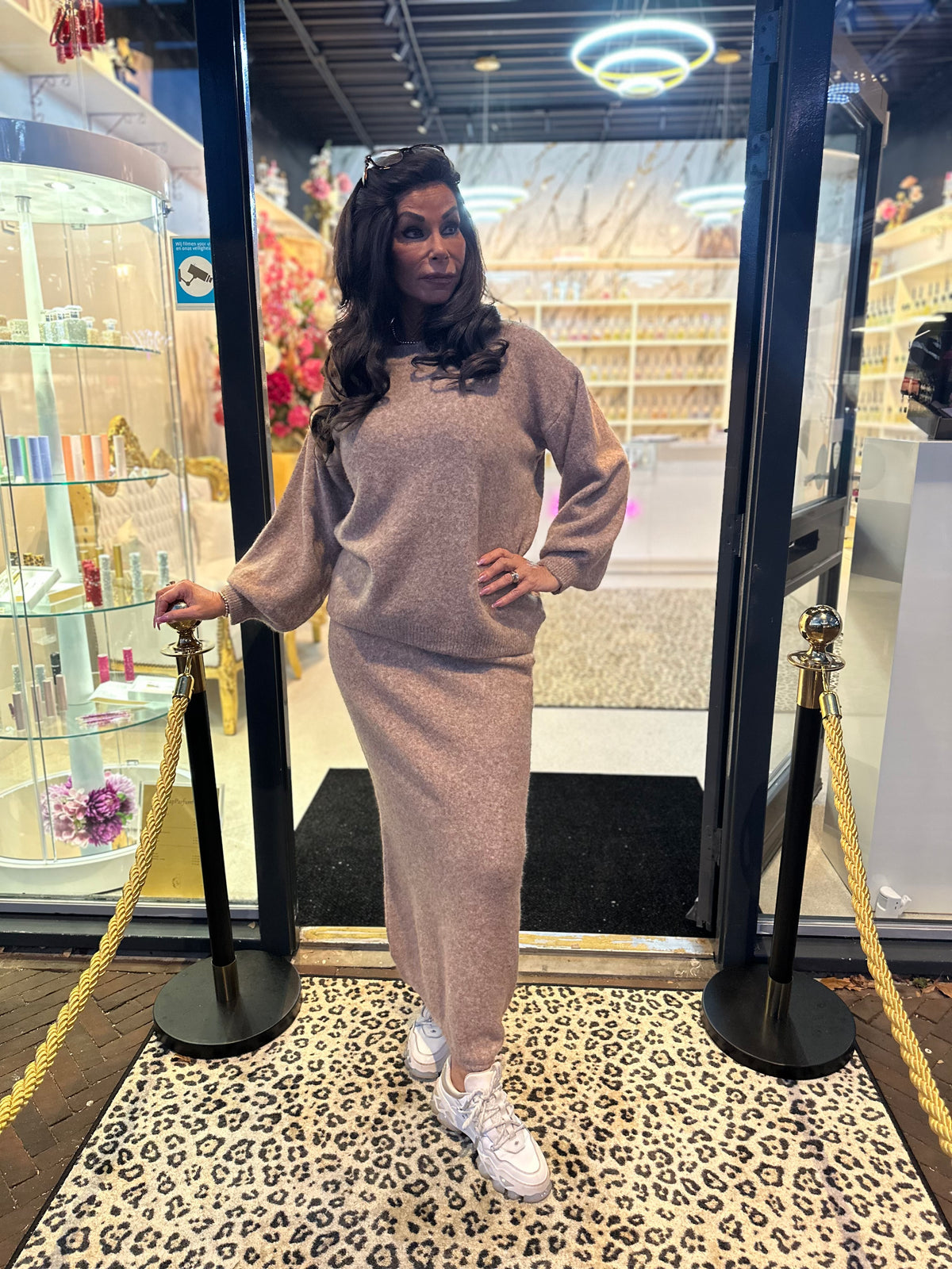 2 delig set lange rok “Snow” camel