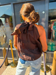 Blouse strik "Ruches" Bruin