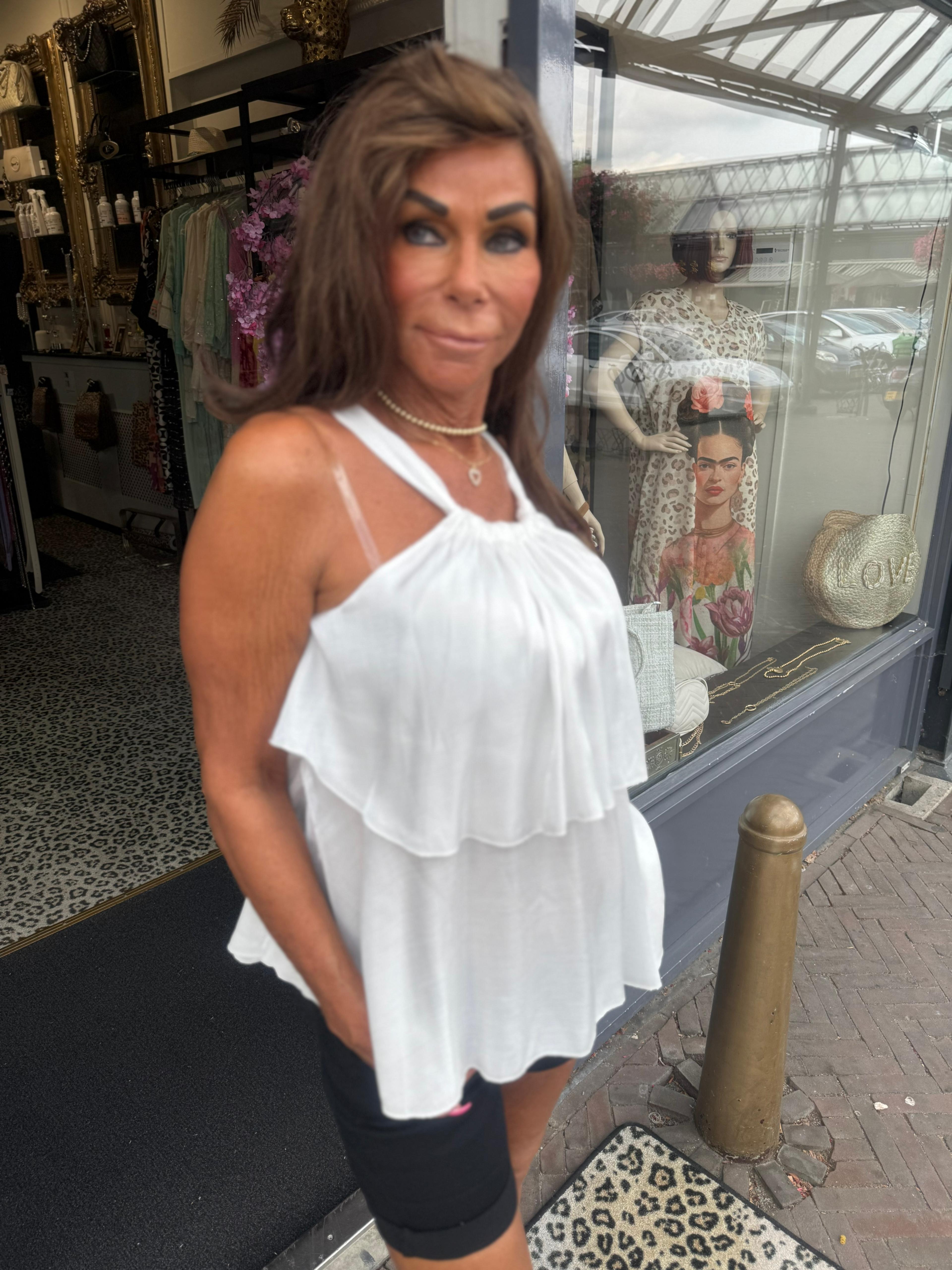 Top “Silky rouches” wit
