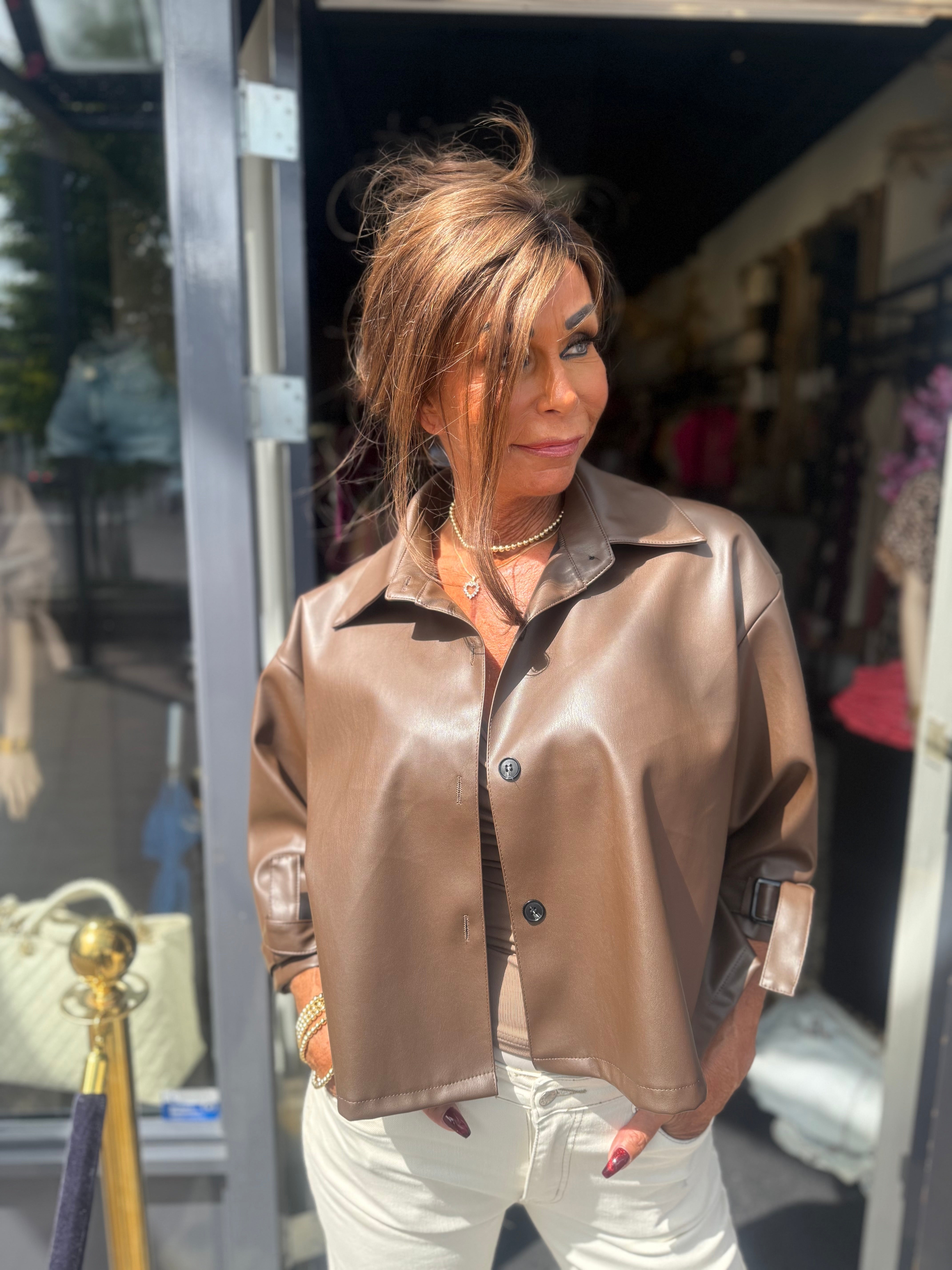 Vegan Leather Jasje "Rizzo" Donkerbruin