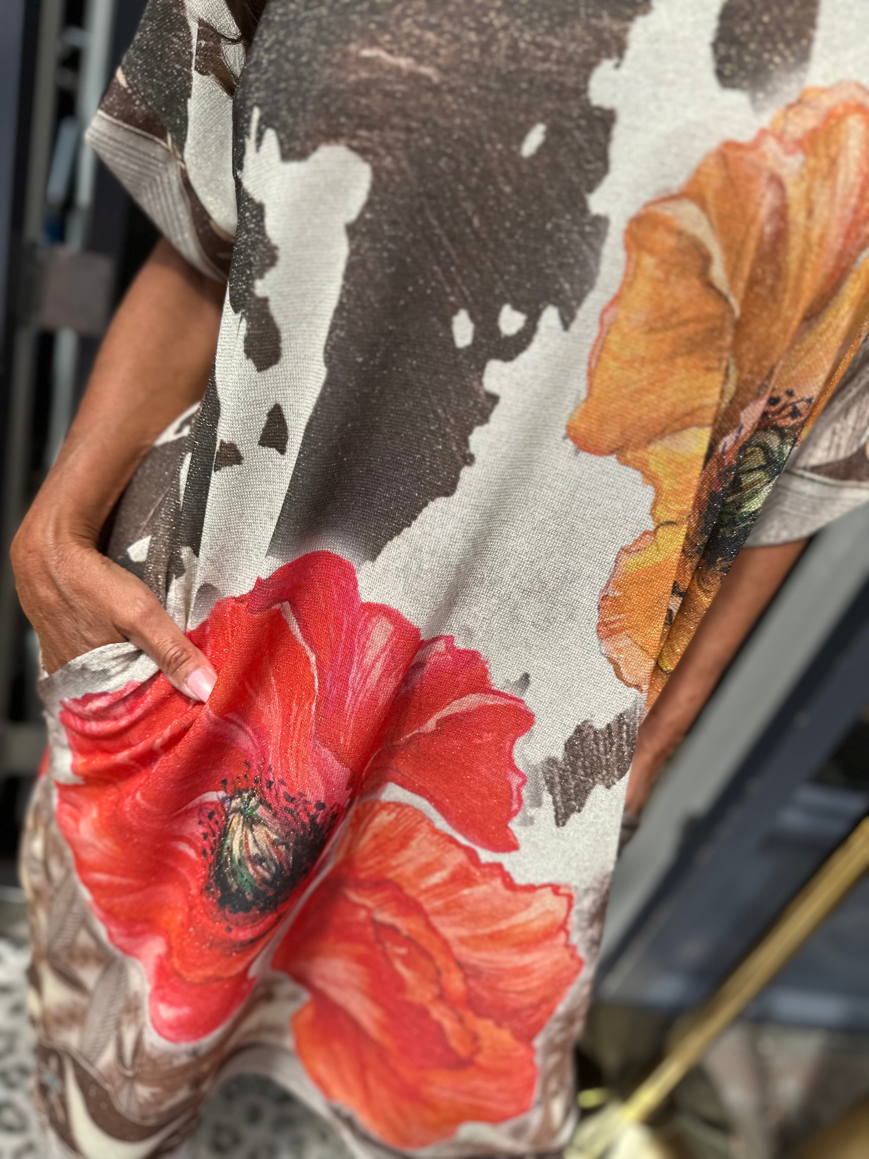 Korte Lurex Jurk "Flower Frida" 40-46