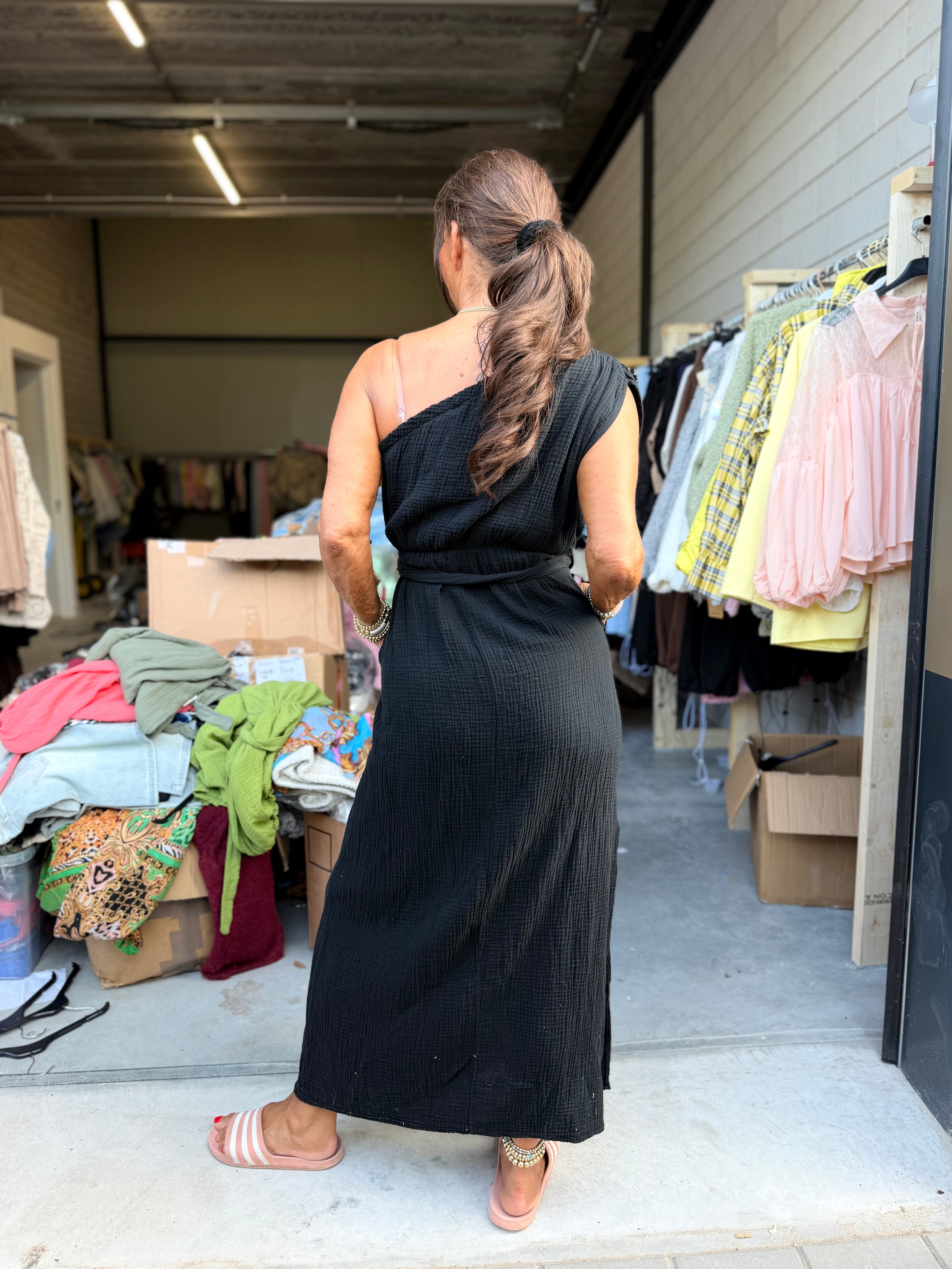 Hydrofiel Jurkje "off shoulder" zwart