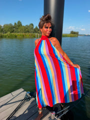 Halterjurk Rainbow stripe red