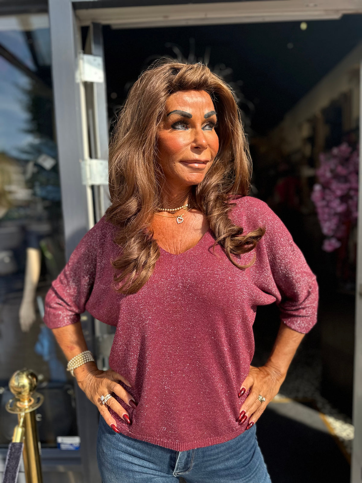Top lurex "Mila" Bordeaux