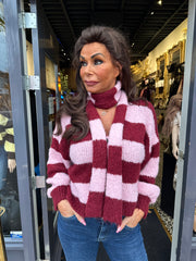 Vest met sjaal gestreept Roze/bordeaux