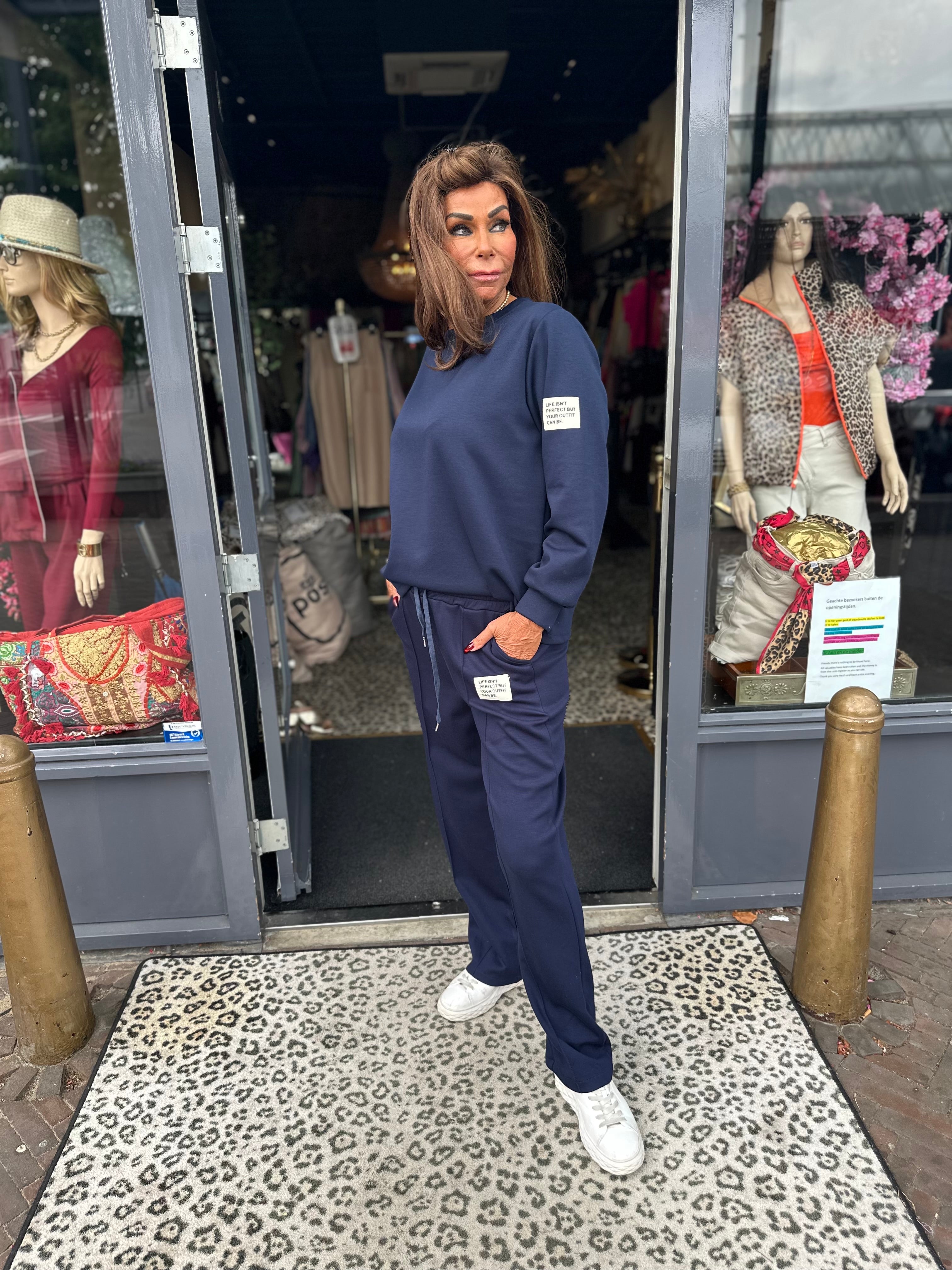 Life isn't perfect set lange mouw "Navy"