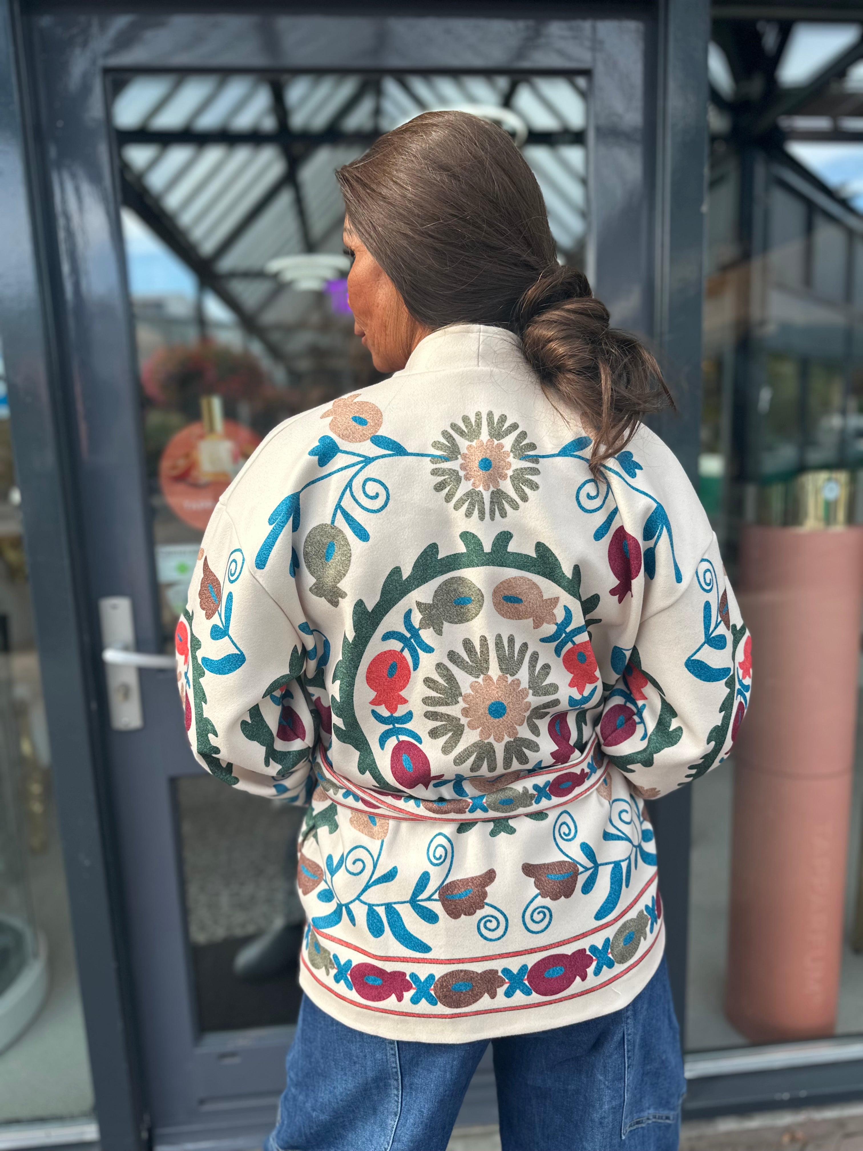 Kimono /jasje "Coby" print Ecru