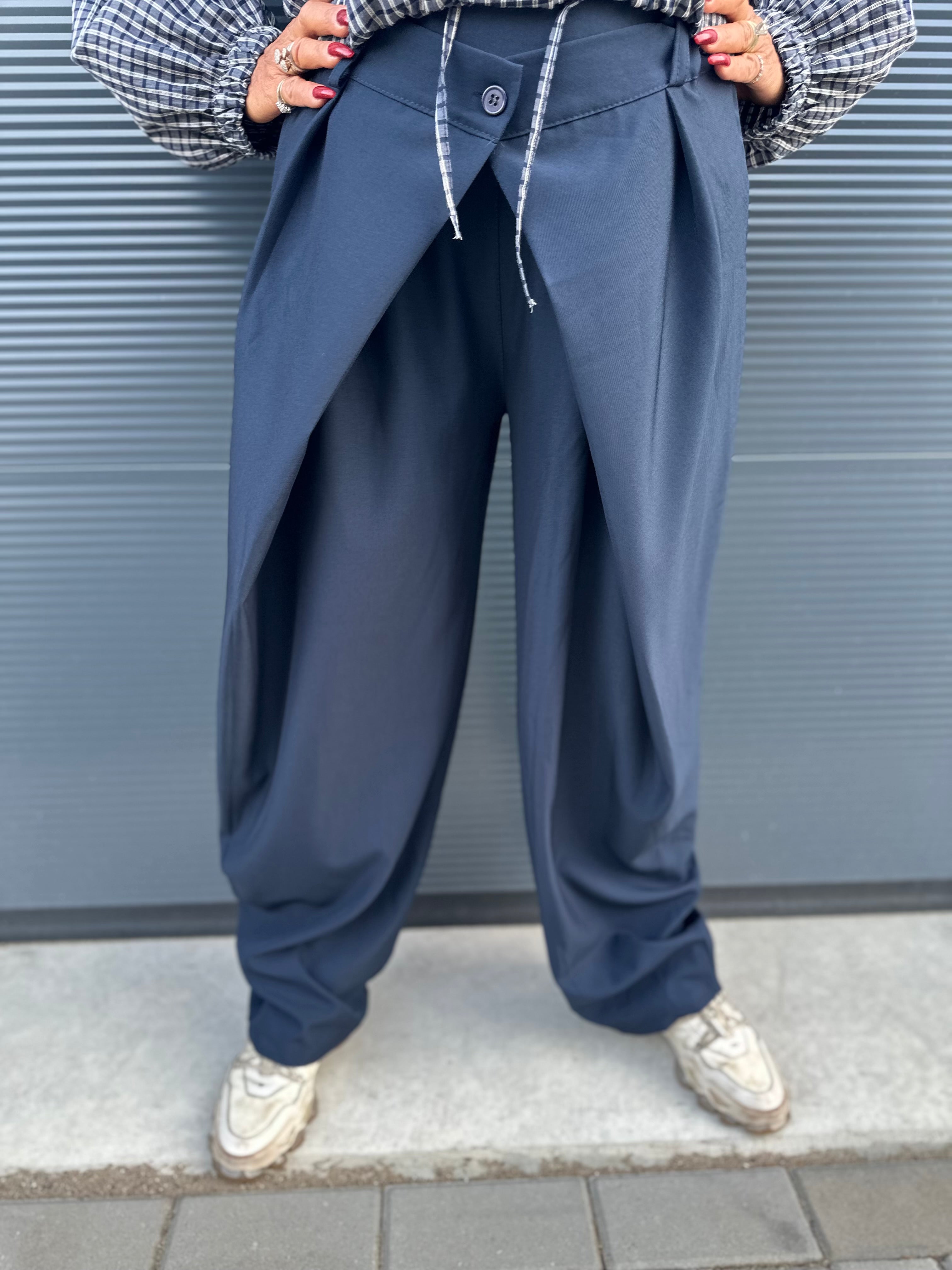 Plooien Pantalon ballon wide Navy