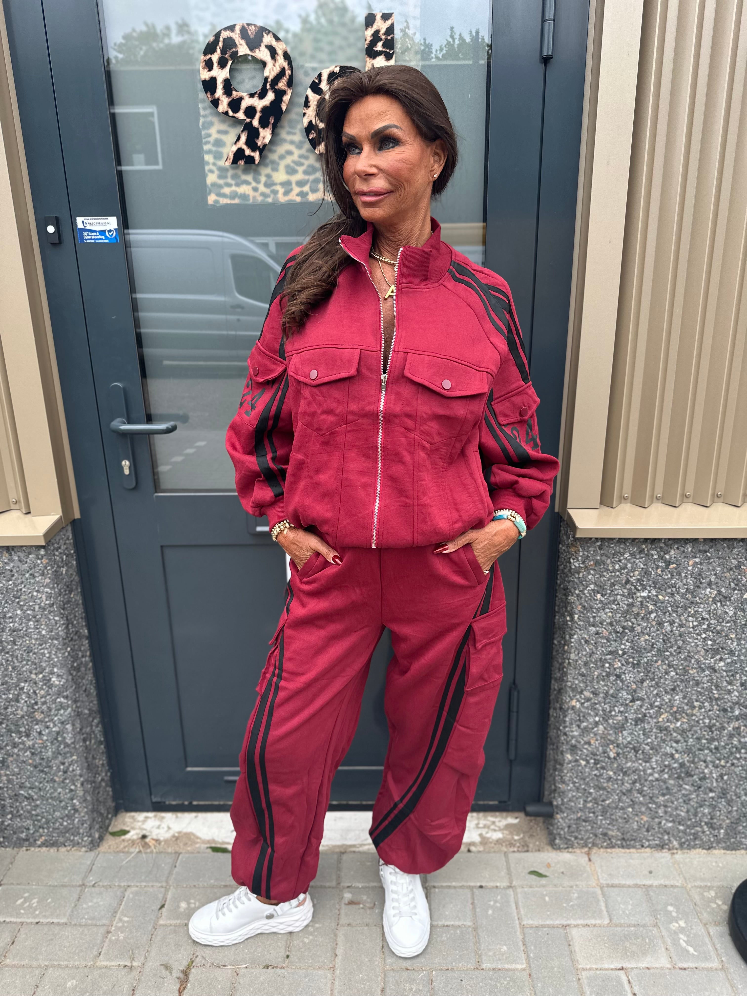 2 delig joggingset Baseball bordeaux