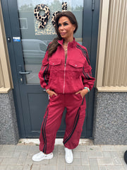 2 delig joggingset Baseball bordeaux